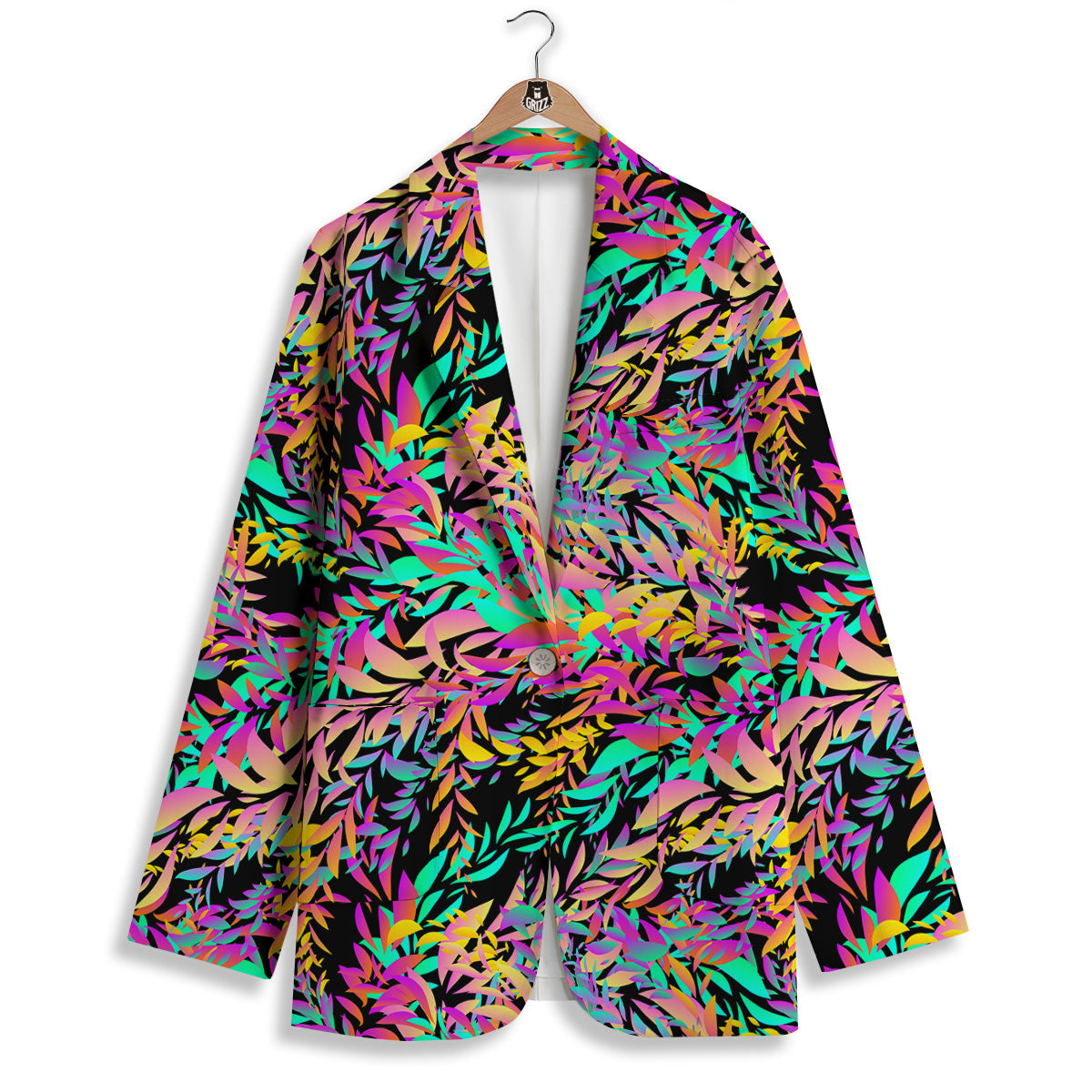 Abstract Leaf Neon Print Pattern Women's Blazer-grizzshop