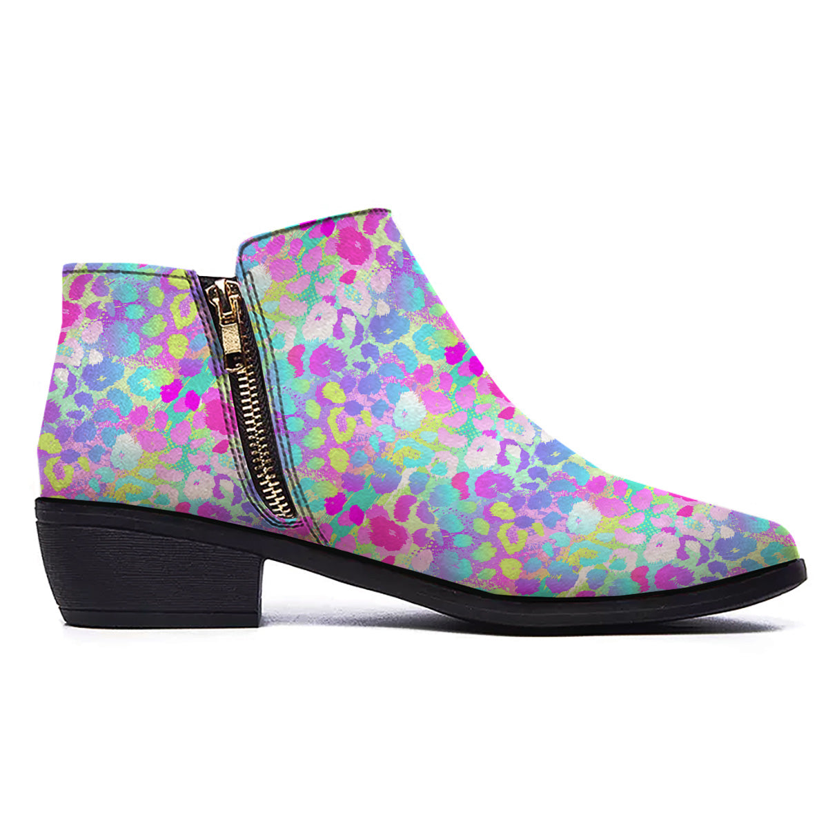 Abstract Leopard Tropical Pastel Print Pattern Ankle Boots-grizzshop