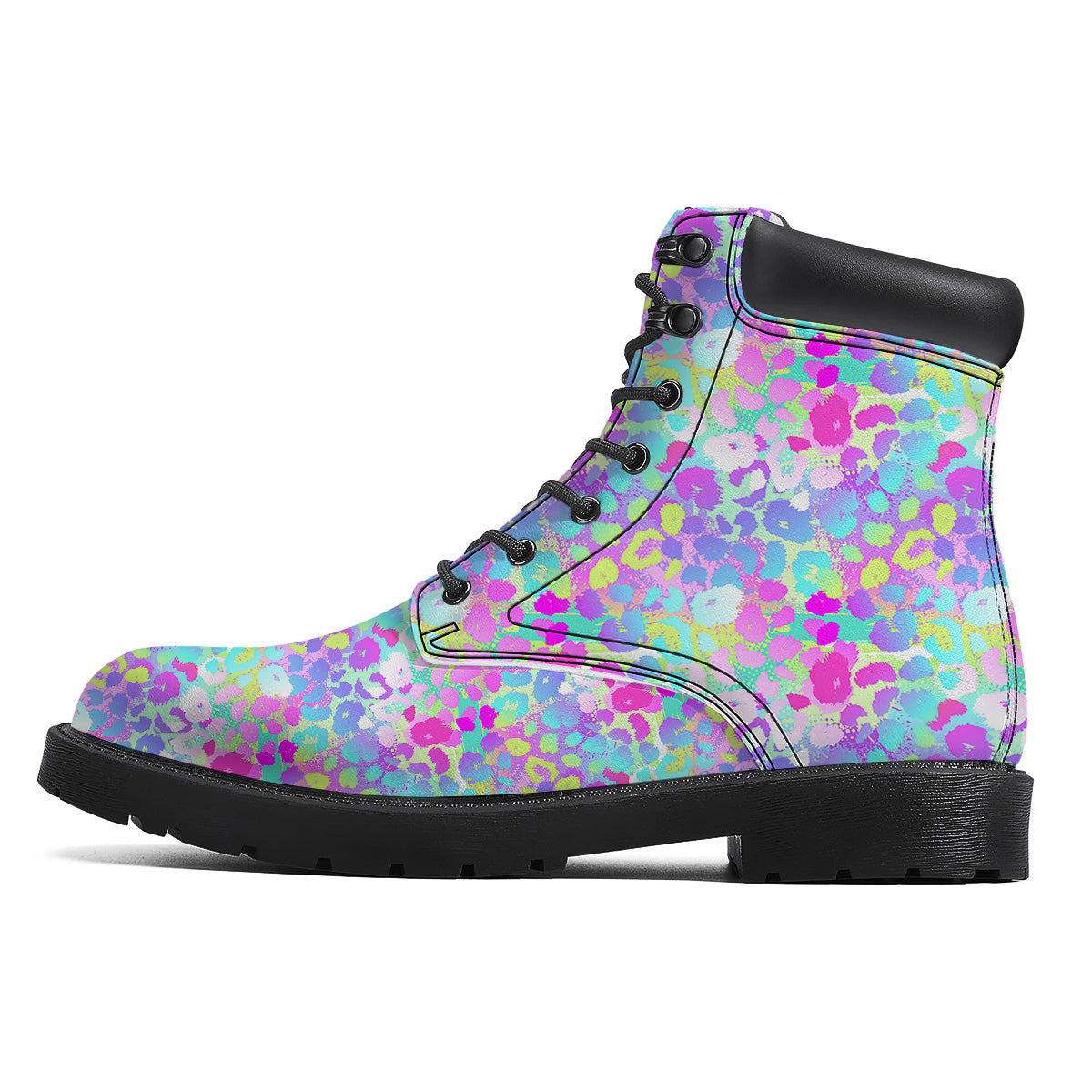 Abstract Leopard Tropical Pastel Print Pattern Boots-grizzshop