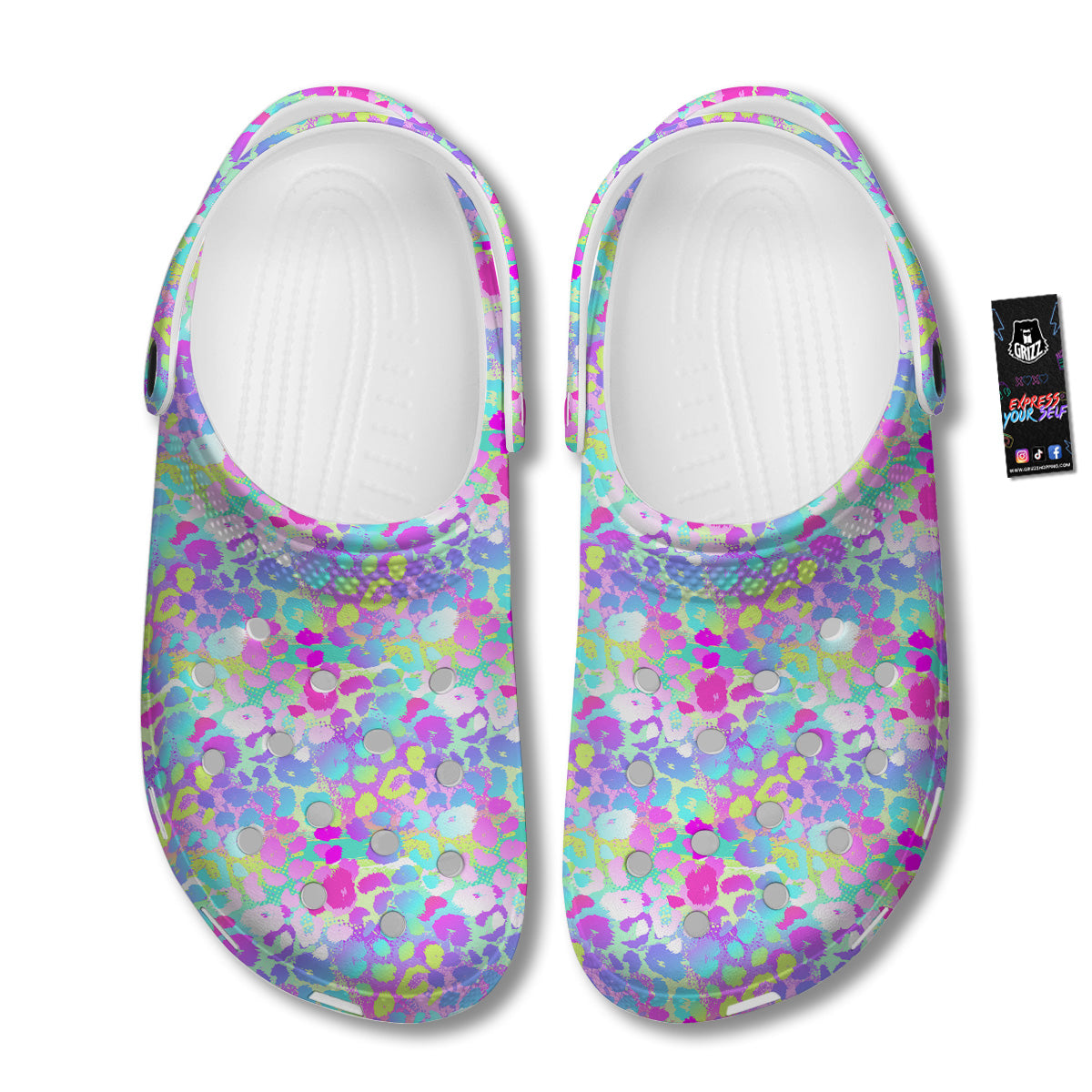 Abstract Leopard Tropical Pastel Print Pattern Clog-grizzshop