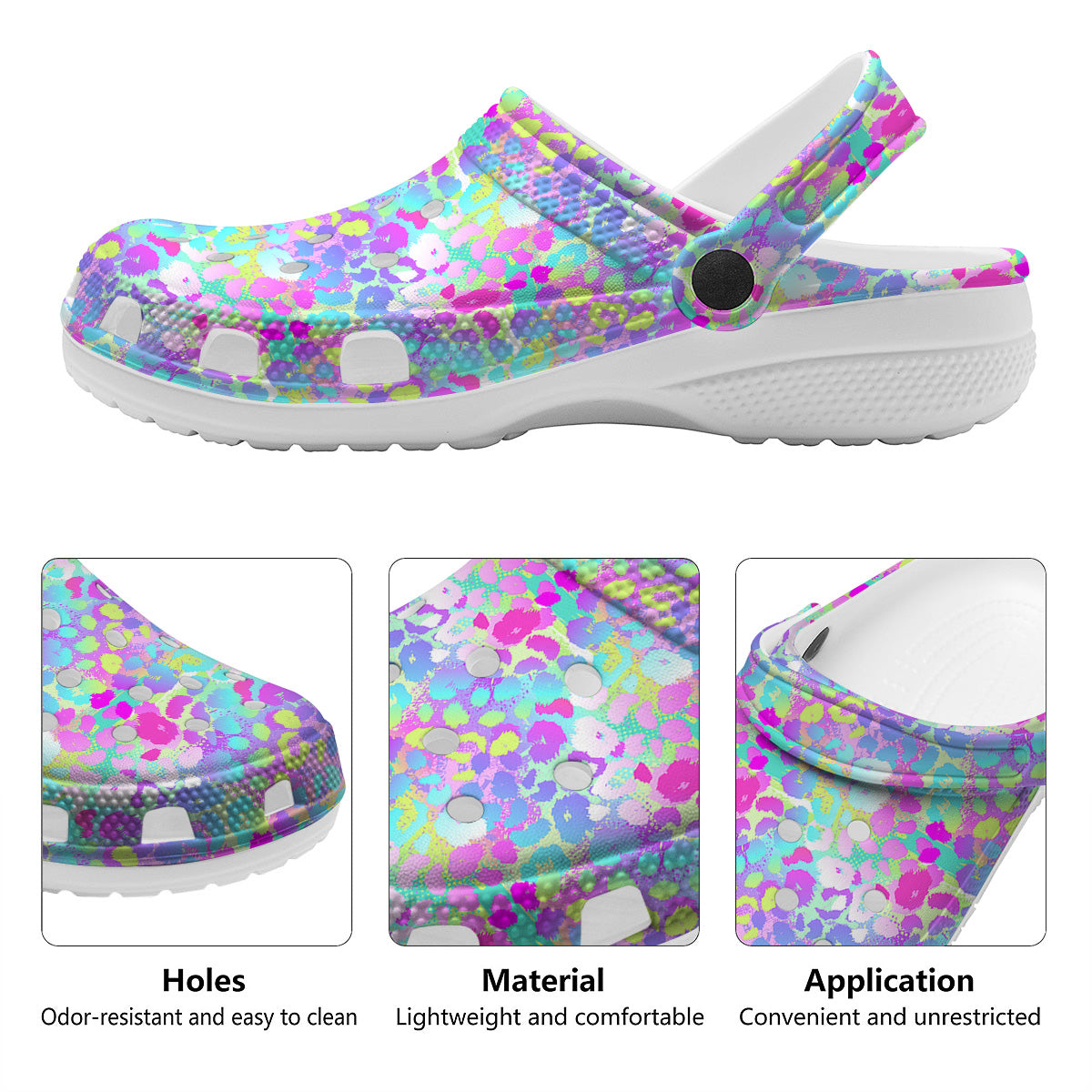 Abstract Leopard Tropical Pastel Print Pattern Clog-grizzshop