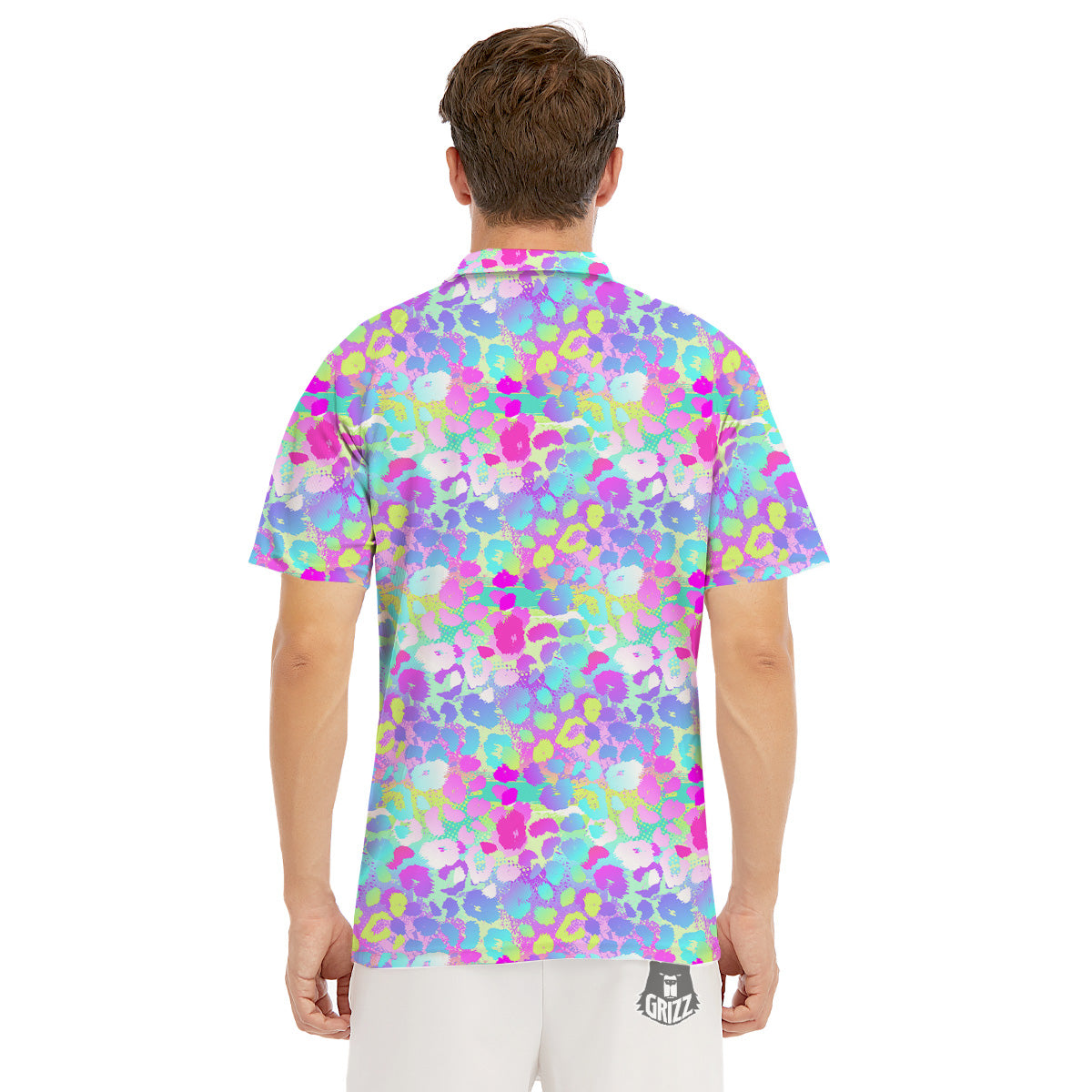 Abstract Leopard Tropical Pastel Print Pattern Men's Golf Shirts-grizzshop