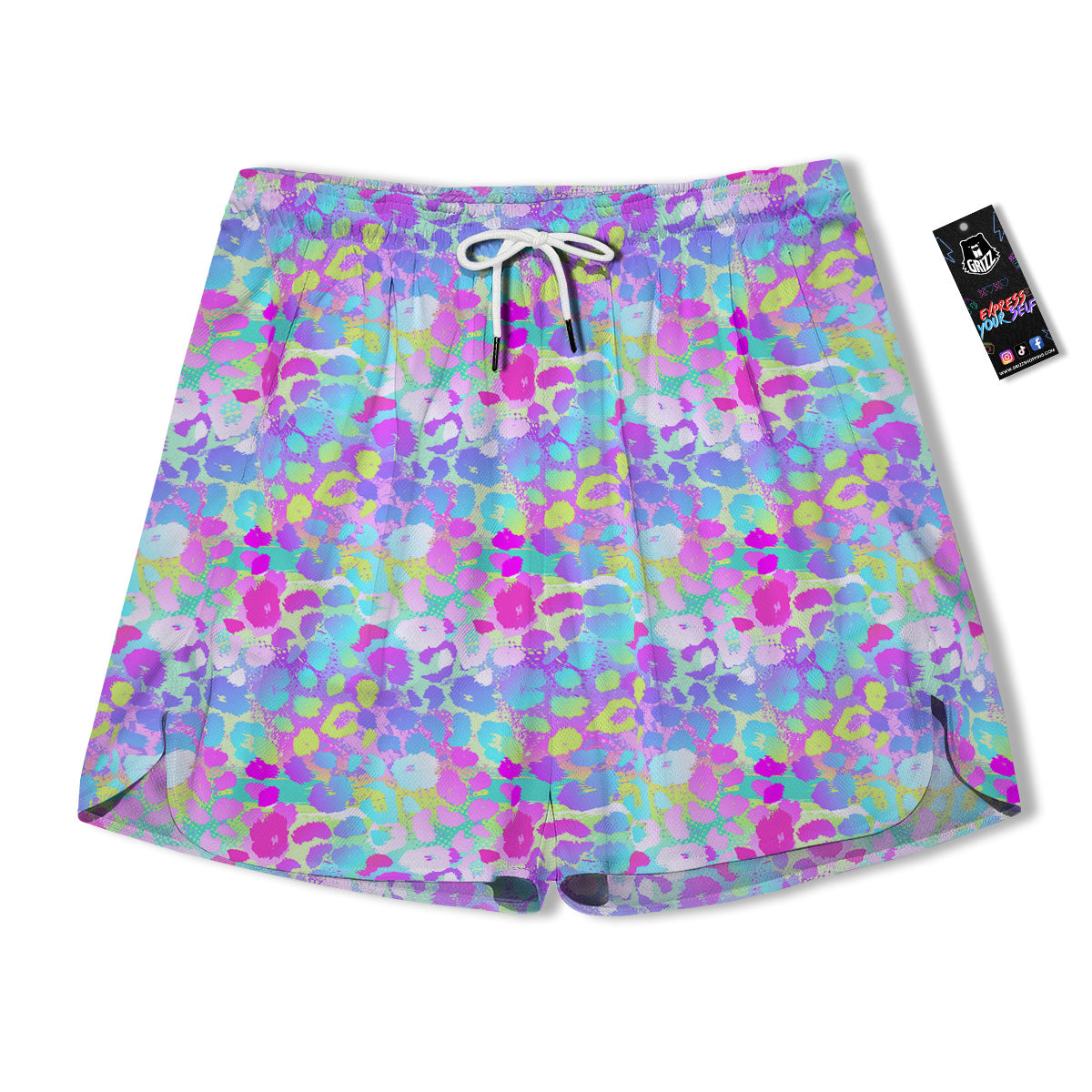 Abstract Leopard Tropical Pastel Print Pattern Men's Running Shorts-grizzshop