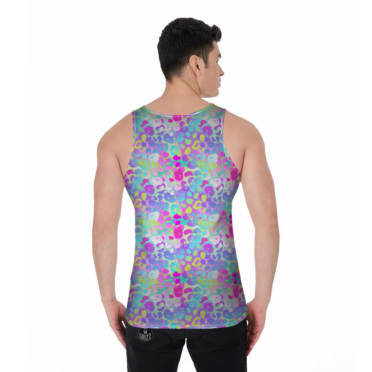 Abstract Leopard Tropical Pastel Print Pattern Men's Tank Top-grizzshop