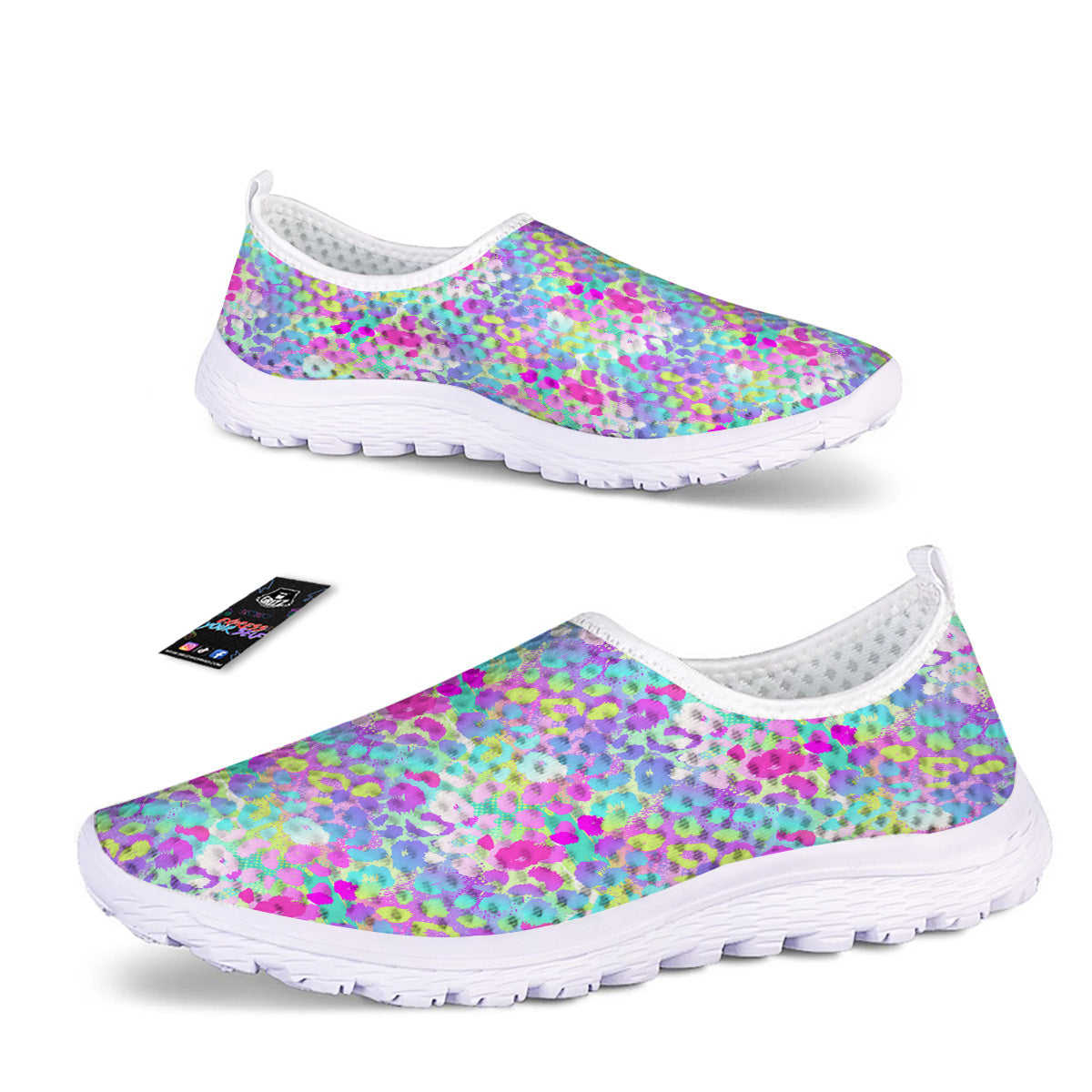 Abstract Leopard Tropical Pastel Print Pattern Nurse Shoes-grizzshop