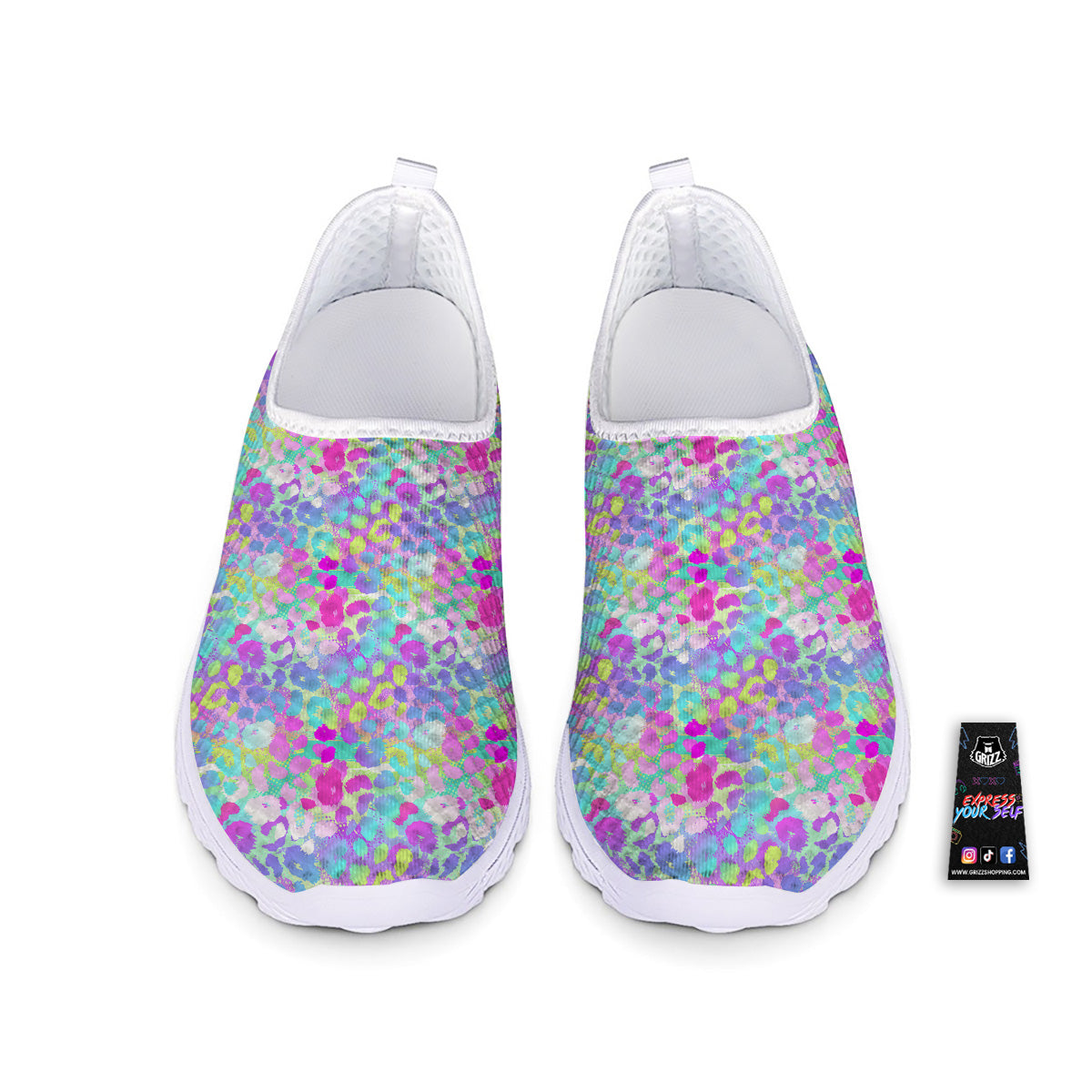 Abstract Leopard Tropical Pastel Print Pattern Nurse Shoes-grizzshop