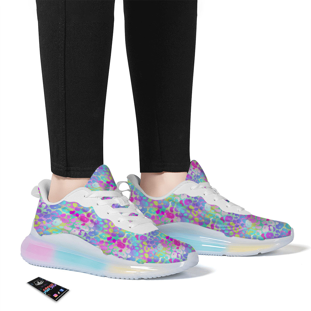 Abstract Leopard Tropical Pastel Print Pattern Running Sneakers-grizzshop
