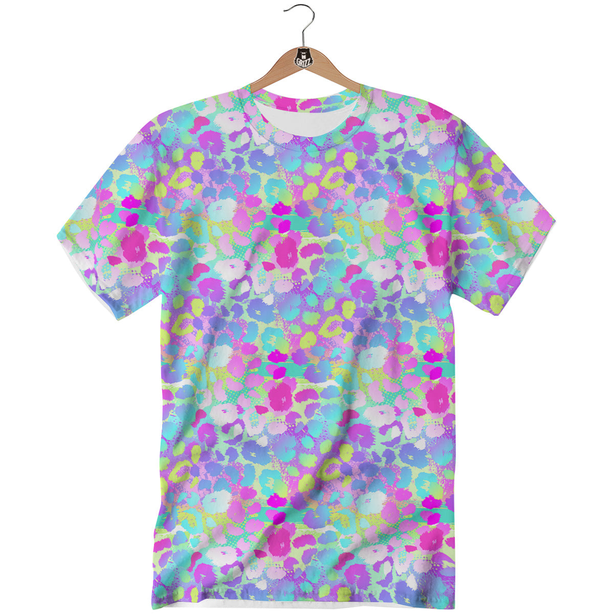 Abstract Leopard Tropical Pastel Print Pattern T-Shirt-grizzshop