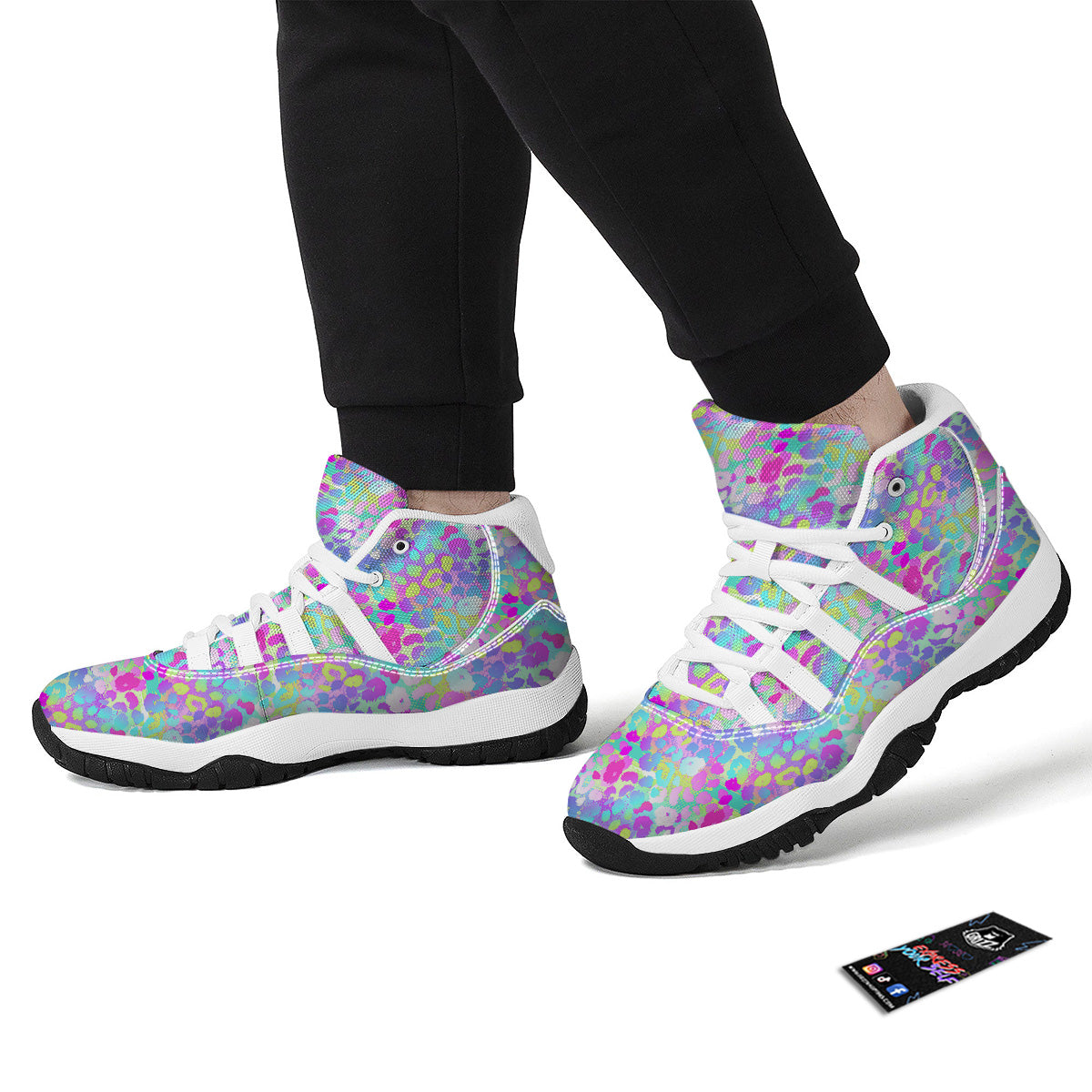 Abstract Leopard Tropical Pastel Print Pattern White Bball Shoes-grizzshop