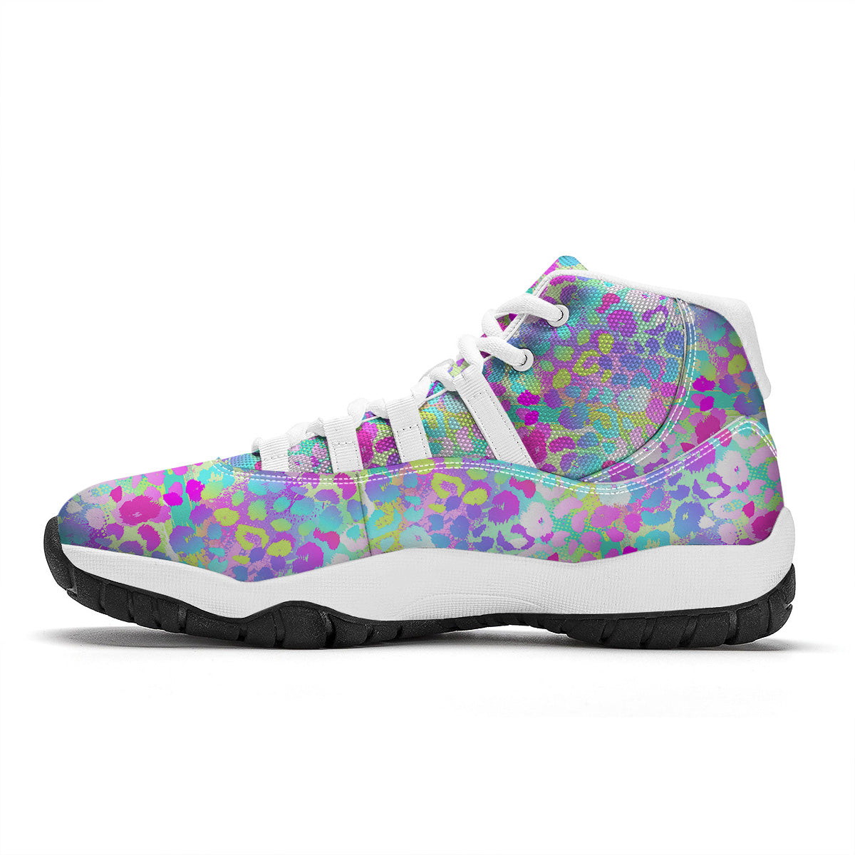Abstract Leopard Tropical Pastel Print Pattern White Bball Shoes-grizzshop