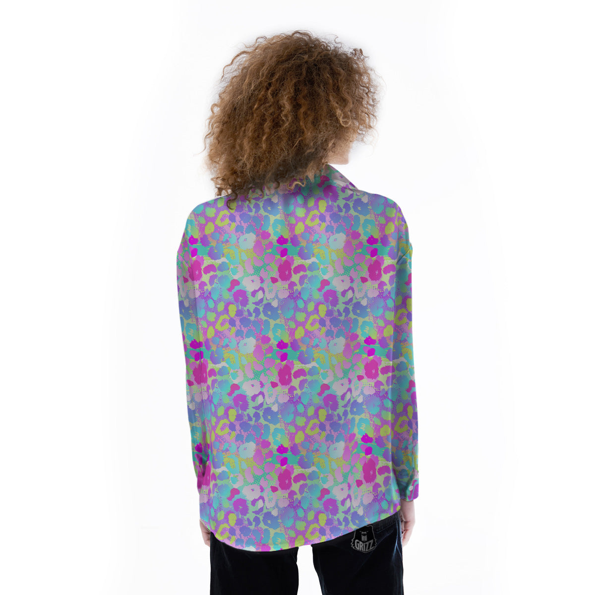 Abstract Leopard Tropical Pastel Print Pattern Women's Long Sleeve Shirts-grizzshop