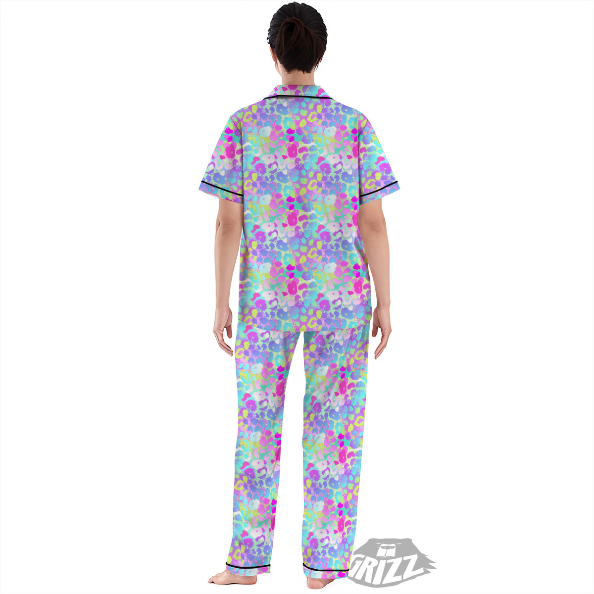 Abstract Leopard Tropical Pastel Print Pattern Women's Pajamas Set-grizzshop