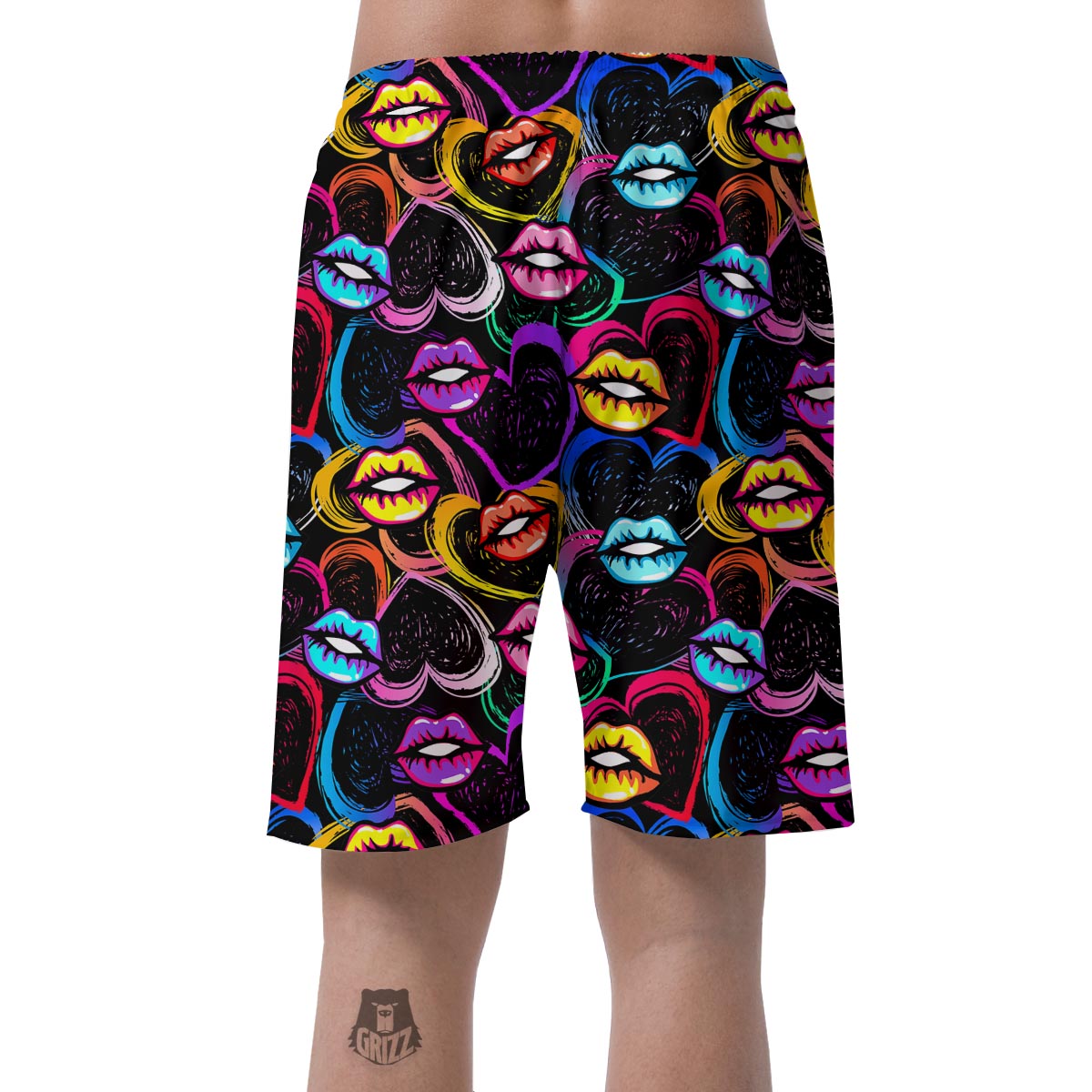 Abstract Lip Graffiti Print Men's Shorts-grizzshop