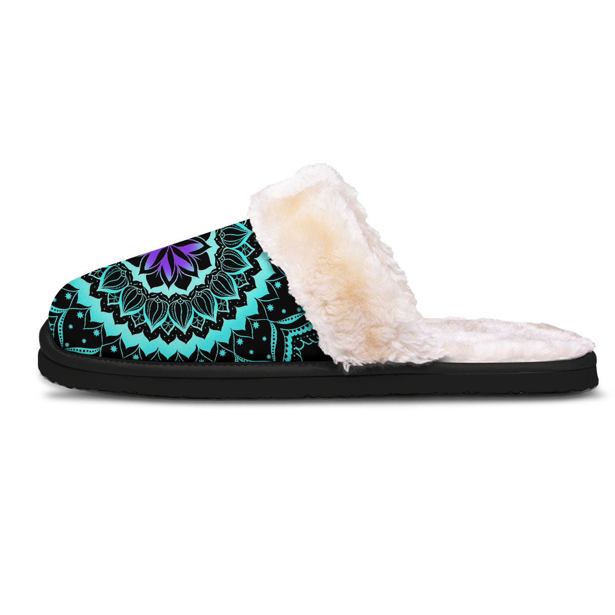 Abstract Mandala Teal And Purple Print Slippers-grizzshop