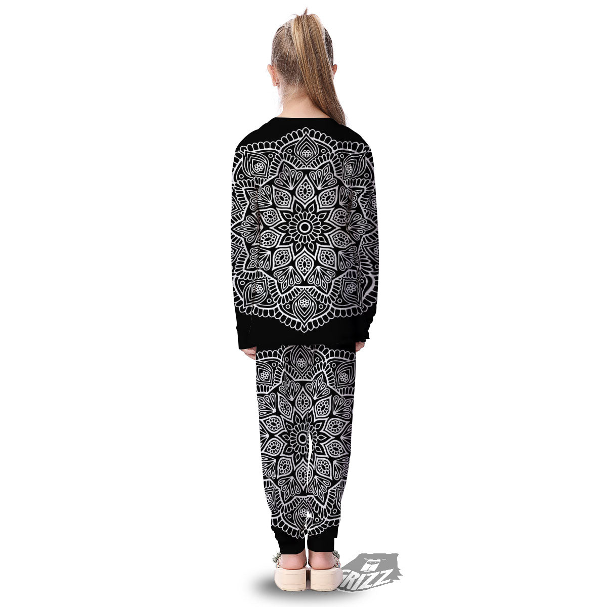 Abstract Mandala White And Black Print Kid's Pajamas-grizzshop