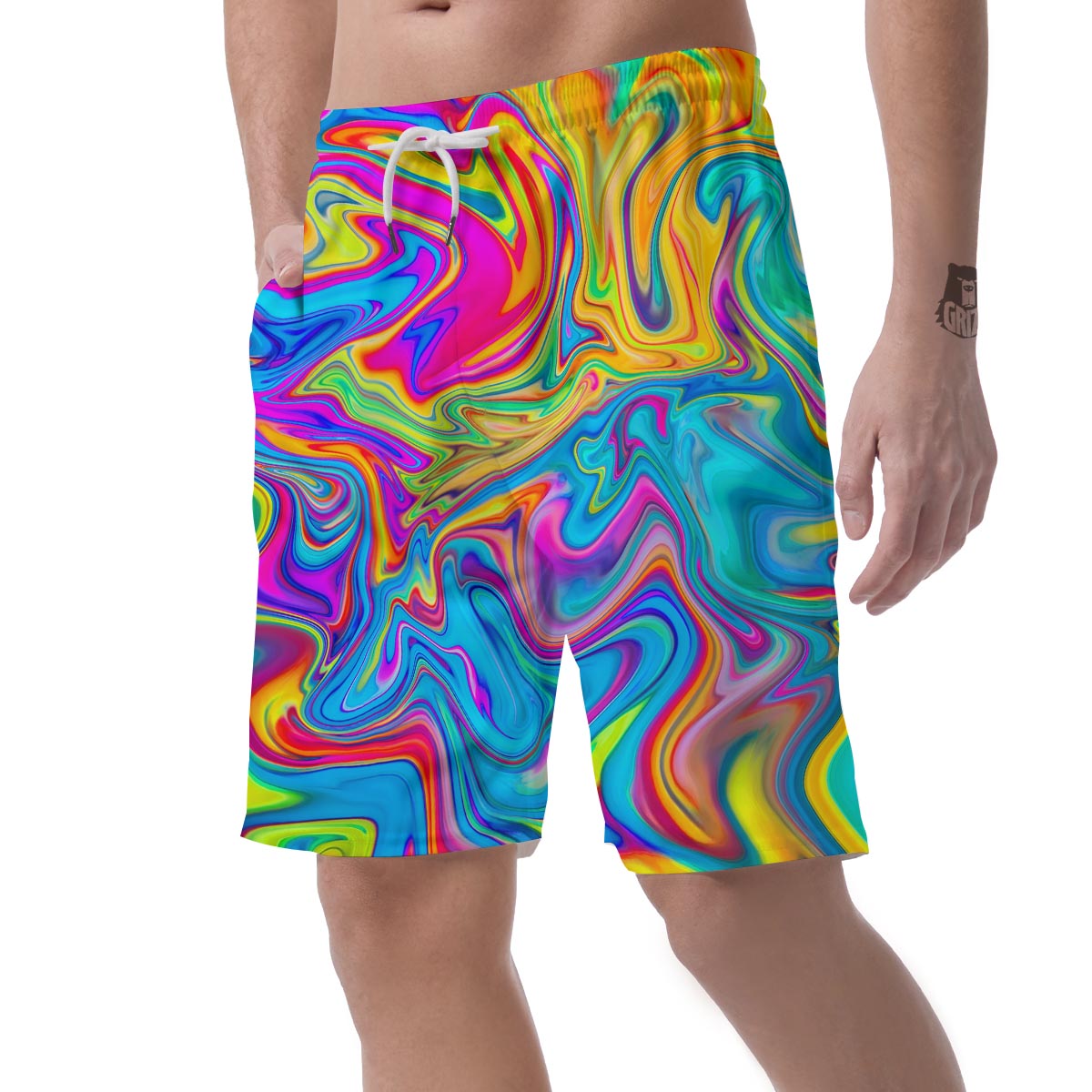 Abstract Mixing Ink Men's Shorts-grizzshop