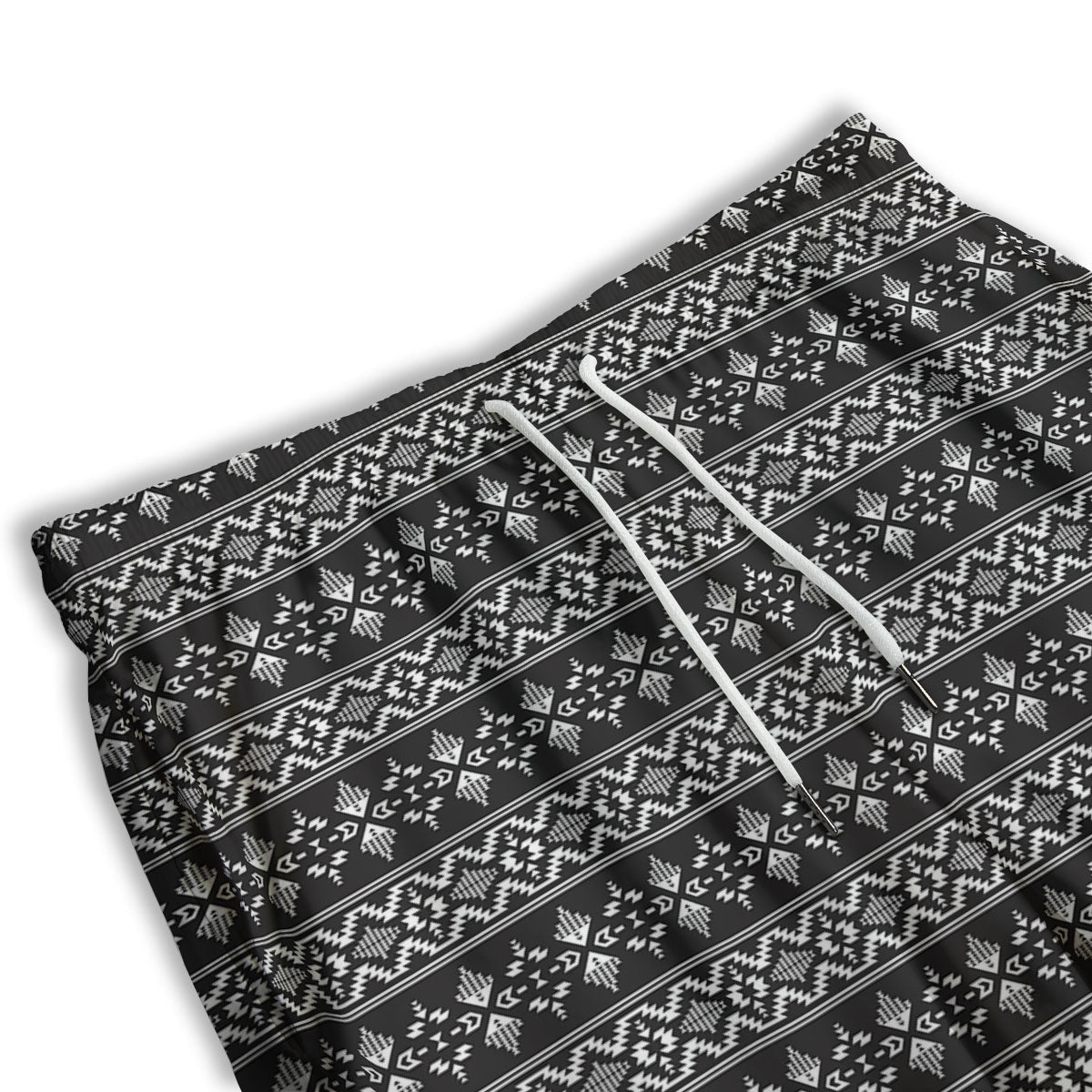 Abstract Navajo White And Black Print Men's Athletic Shorts