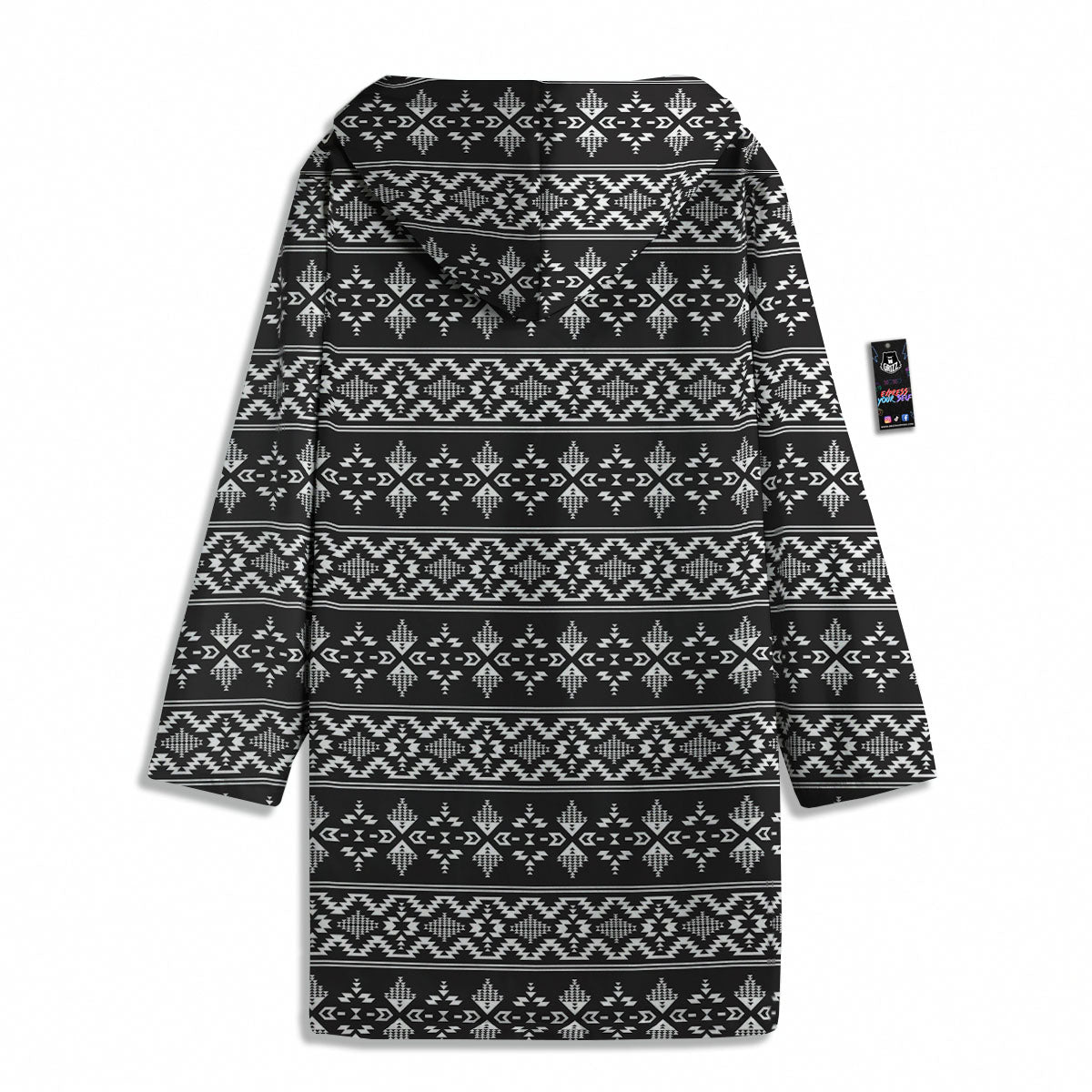 Abstract Navajo White And Black Print Men's Windbreaker Jacket-grizzshop