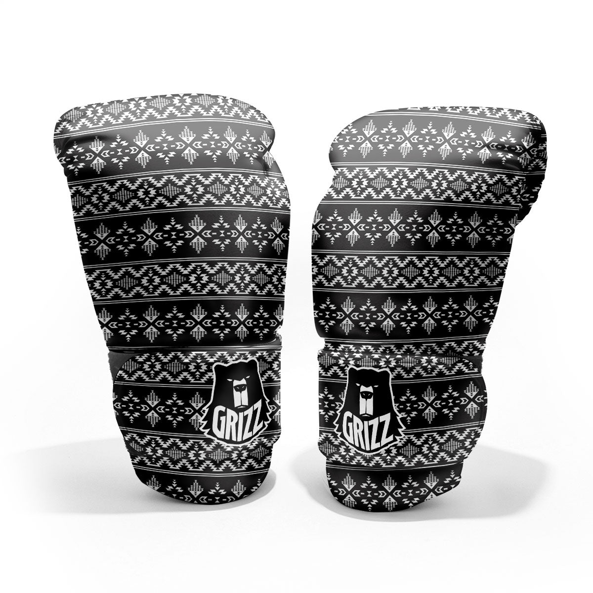 Abstract Navajo White And Black Print Pro Boxing Glove