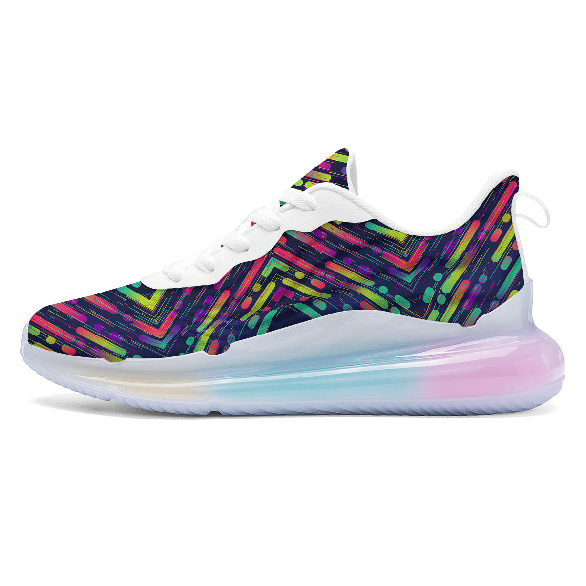 Abstract Neon Colorful Stripes Print Pattern Running Sneakers-grizzshop