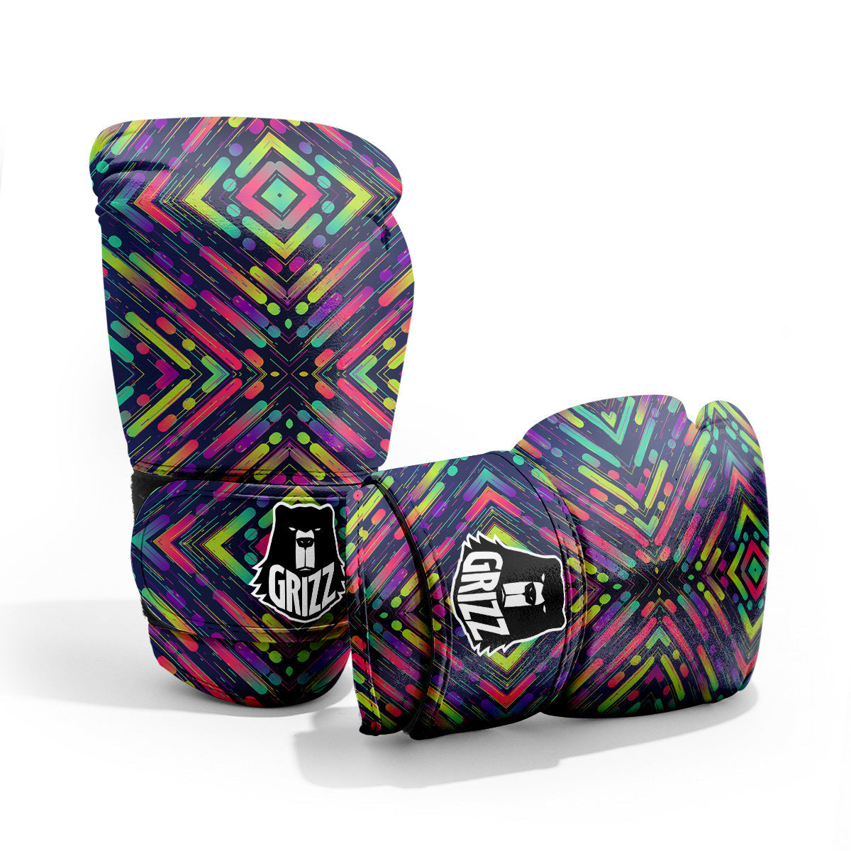 Abstract Neon Colorful Stripes Print Pattern Pro Boxing Glove