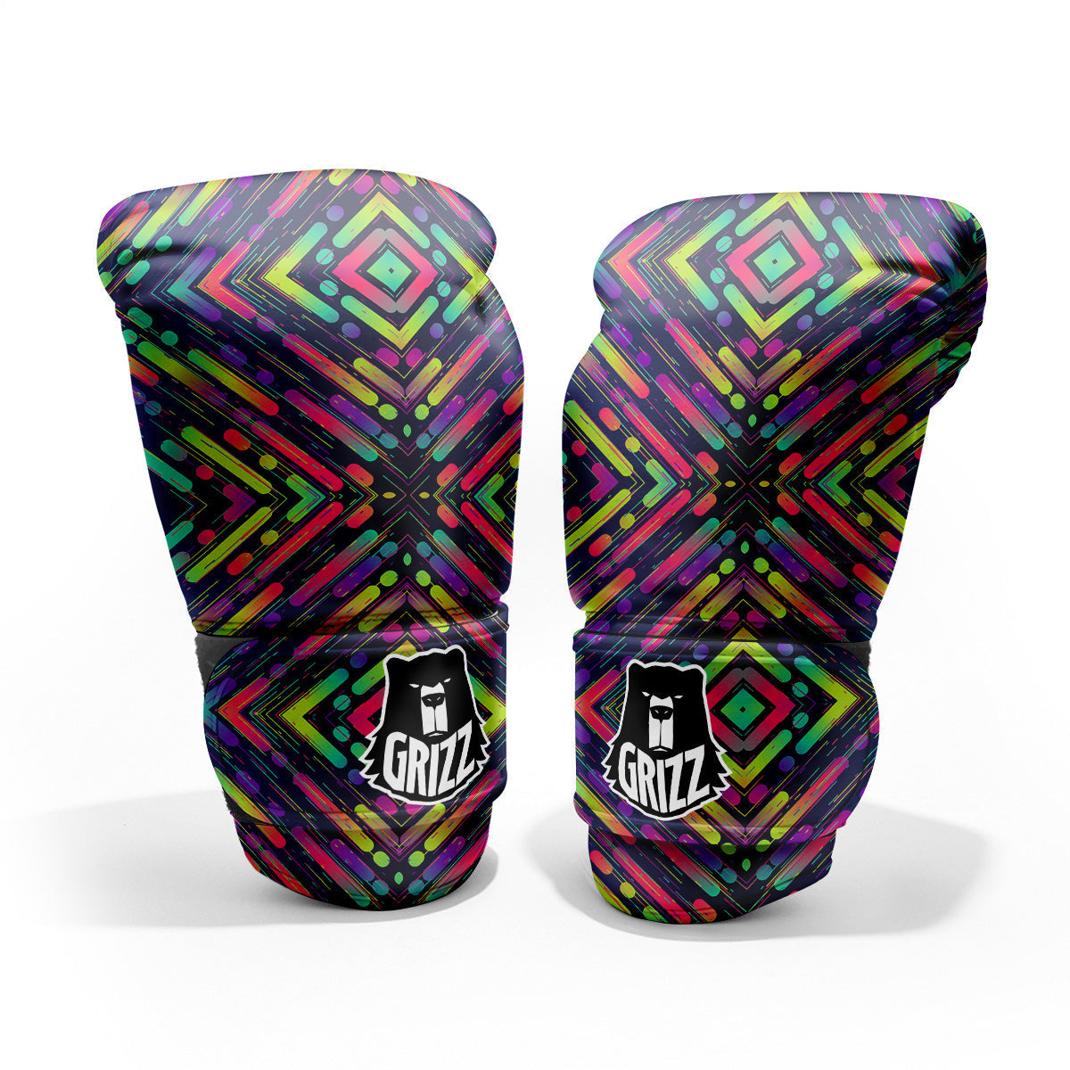 Abstract Neon Colorful Stripes Print Pattern Pro Boxing Glove