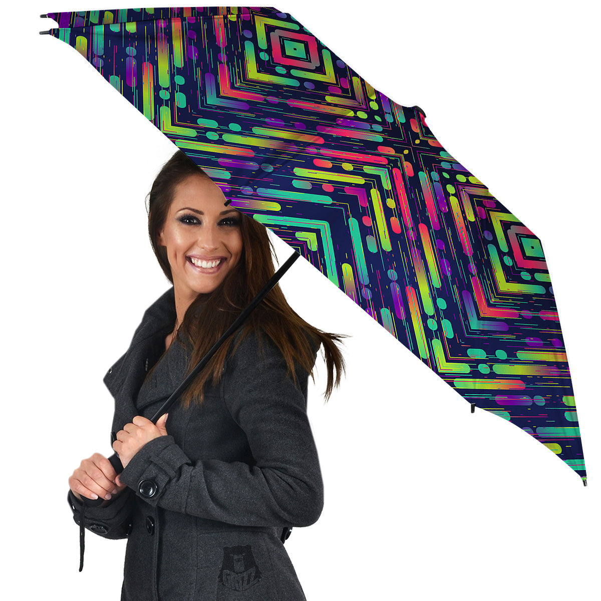 Abstract Neon Colorful Stripes Print Pattern Umbrella-grizzshop