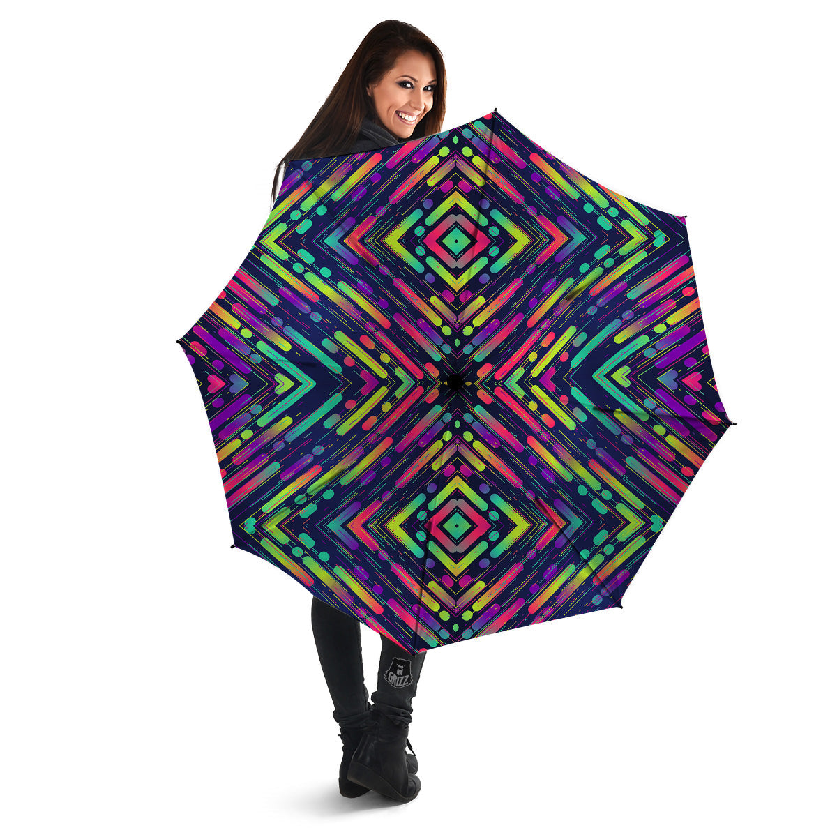 Abstract Neon Colorful Stripes Print Pattern Umbrella-grizzshop