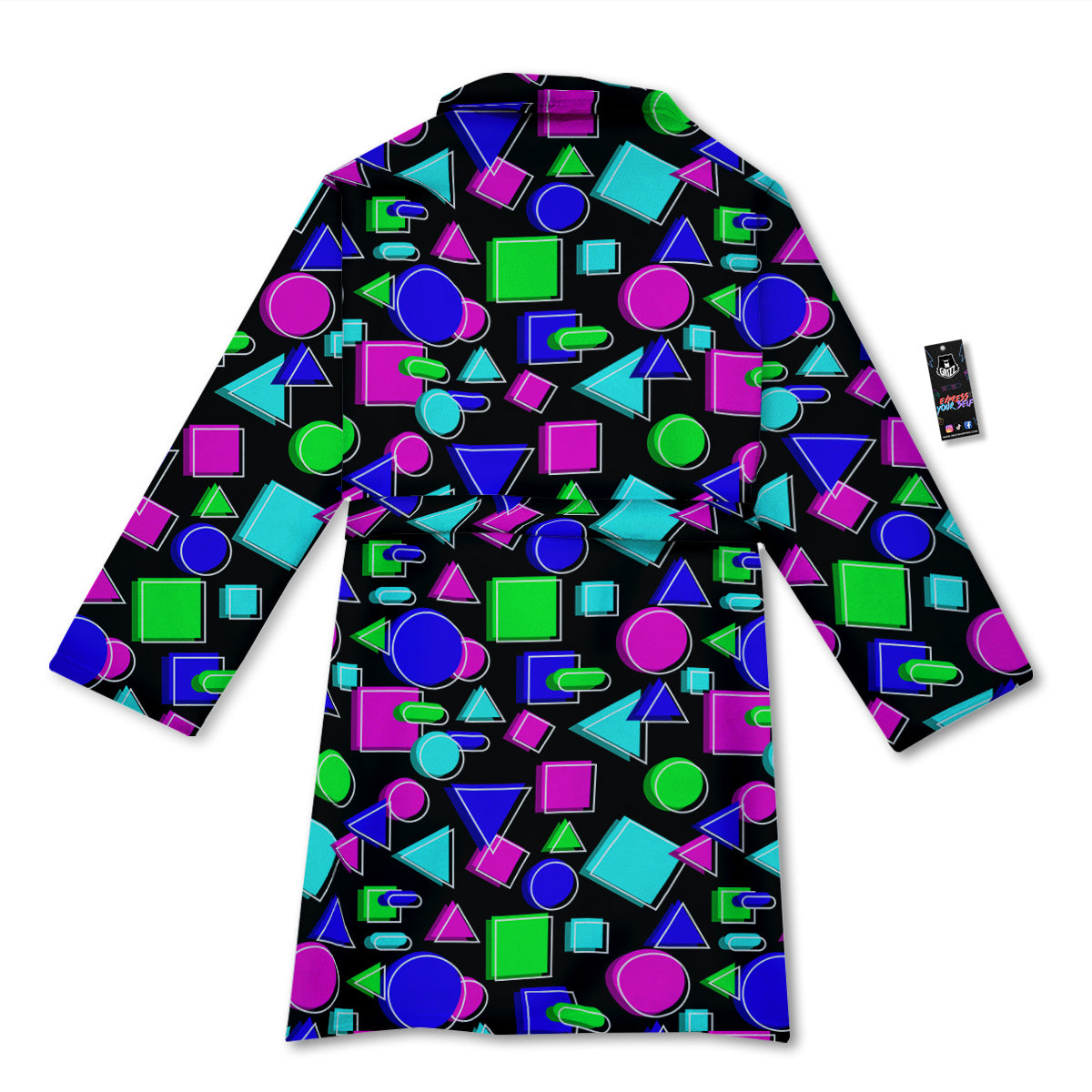 Abstract Neon Geometric Print Pattern Bathrobe-grizzshop