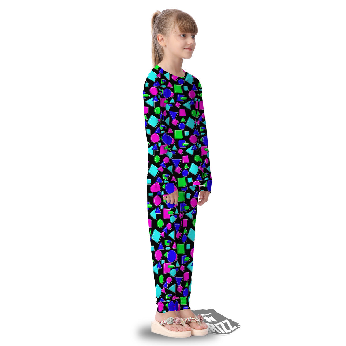 Abstract Neon Geometric Print Pattern Kid's Pajamas-grizzshop
