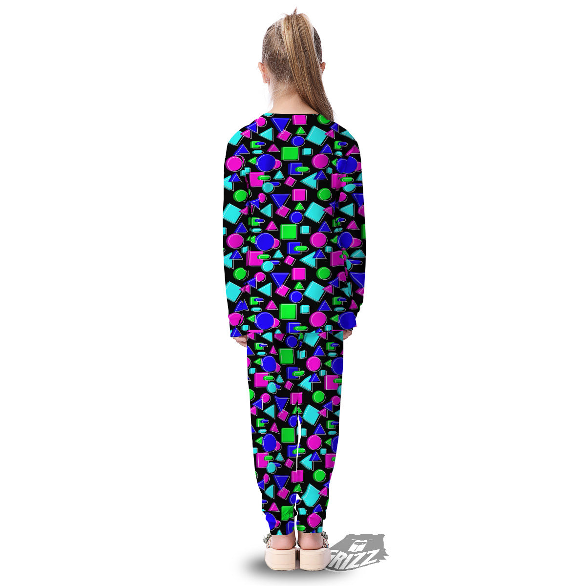 Abstract Neon Geometric Print Pattern Kid's Pajamas-grizzshop