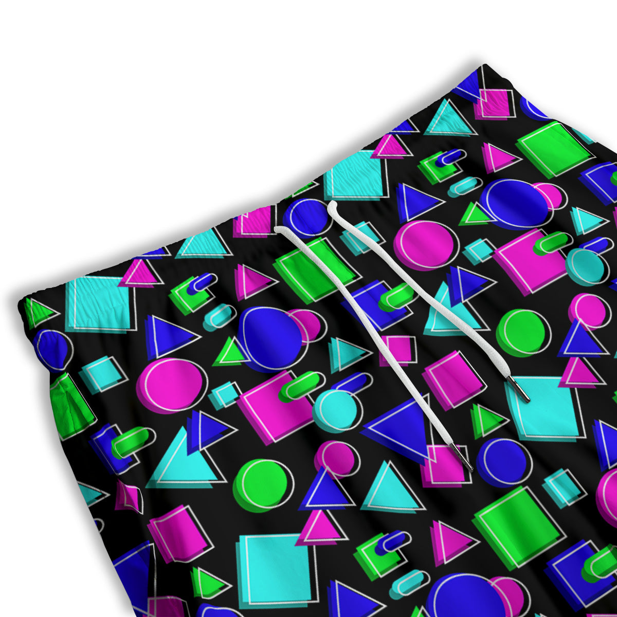 Abstract Neon Geometric Print Pattern Men's Athletic Shorts
