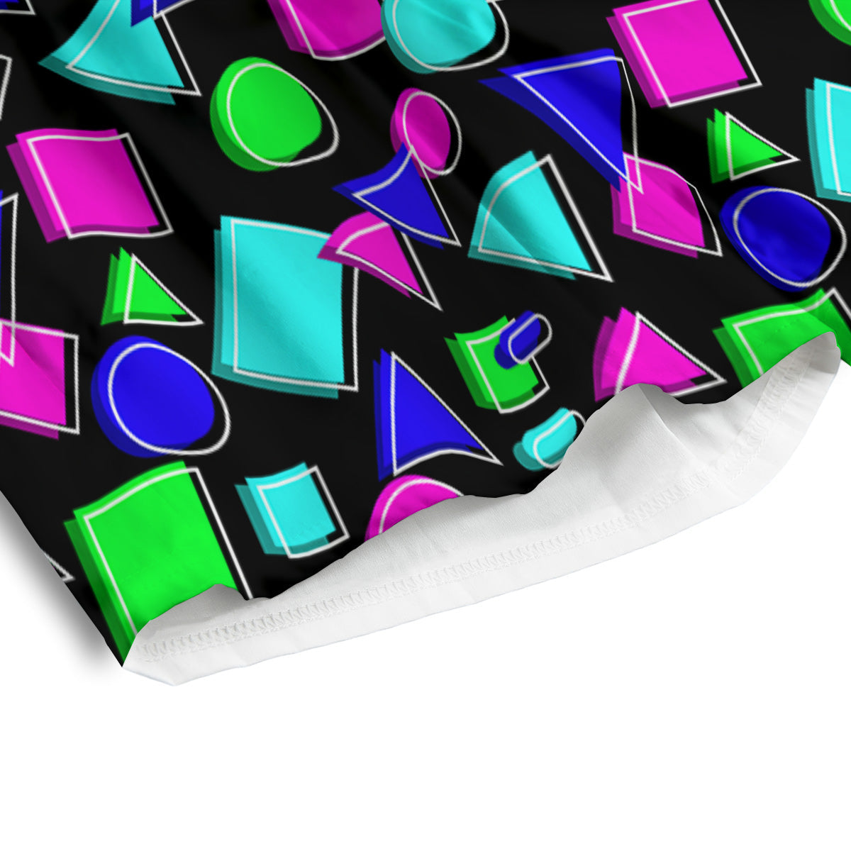 Abstract Neon Geometric Print Pattern Men's Athletic Shorts