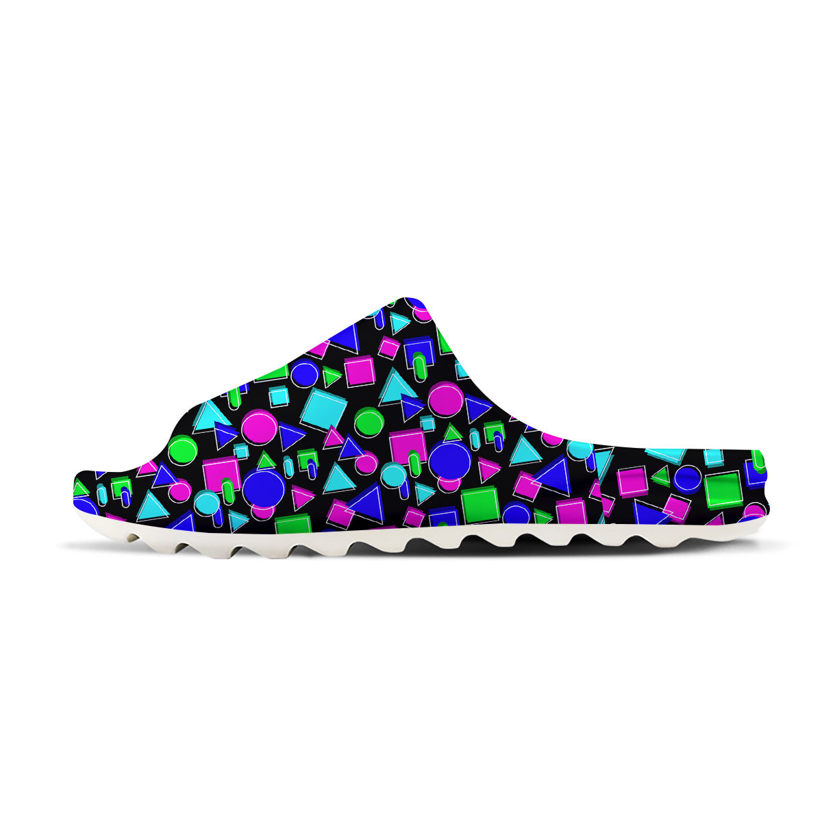 Abstract Neon Geometric Print Pattern Sandals-grizzshop