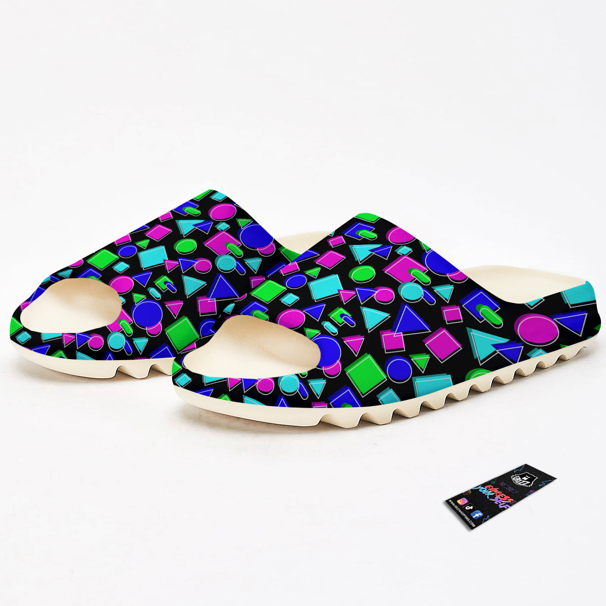 Abstract Neon Geometric Print Pattern Sandals-grizzshop