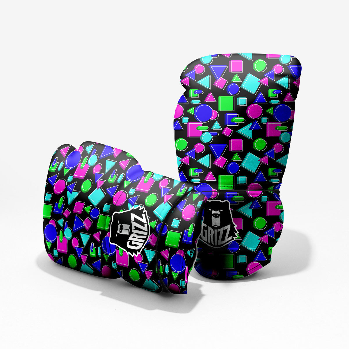 Abstract Neon Geometric Print Pattern Pro Boxing Glove