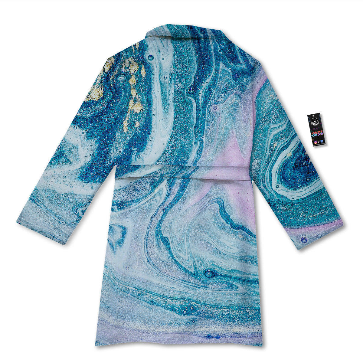 Abstract Ocean Marble Pink Blue Print Bathrobe-grizzshop