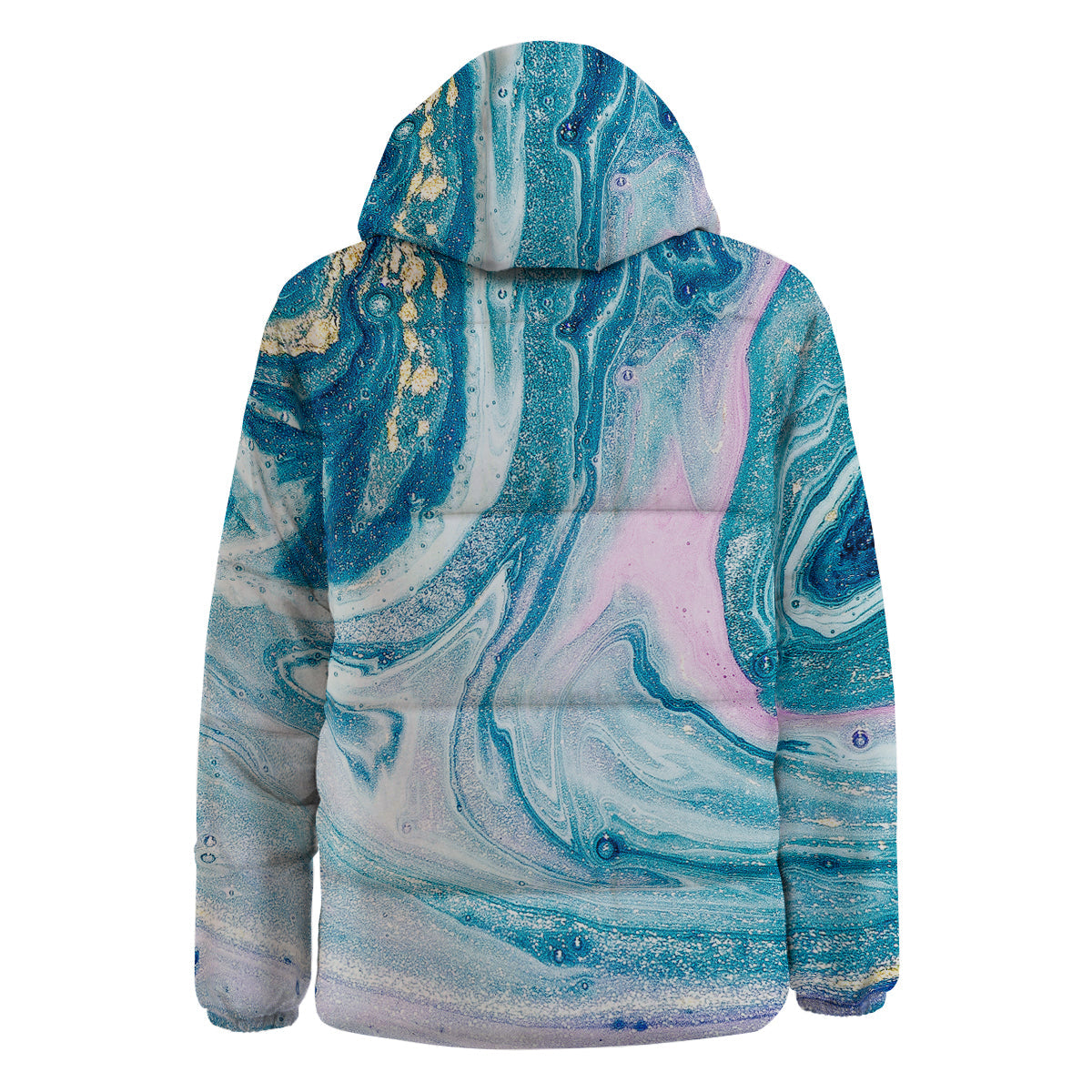 Abstract Ocean Marble Pink Blue Print Down Jacket-grizzshop