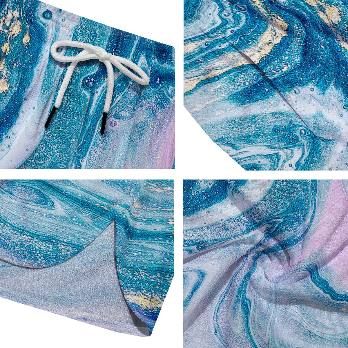 Abstract Ocean Marble Pink Blue Print Men's Running Shorts-grizzshop