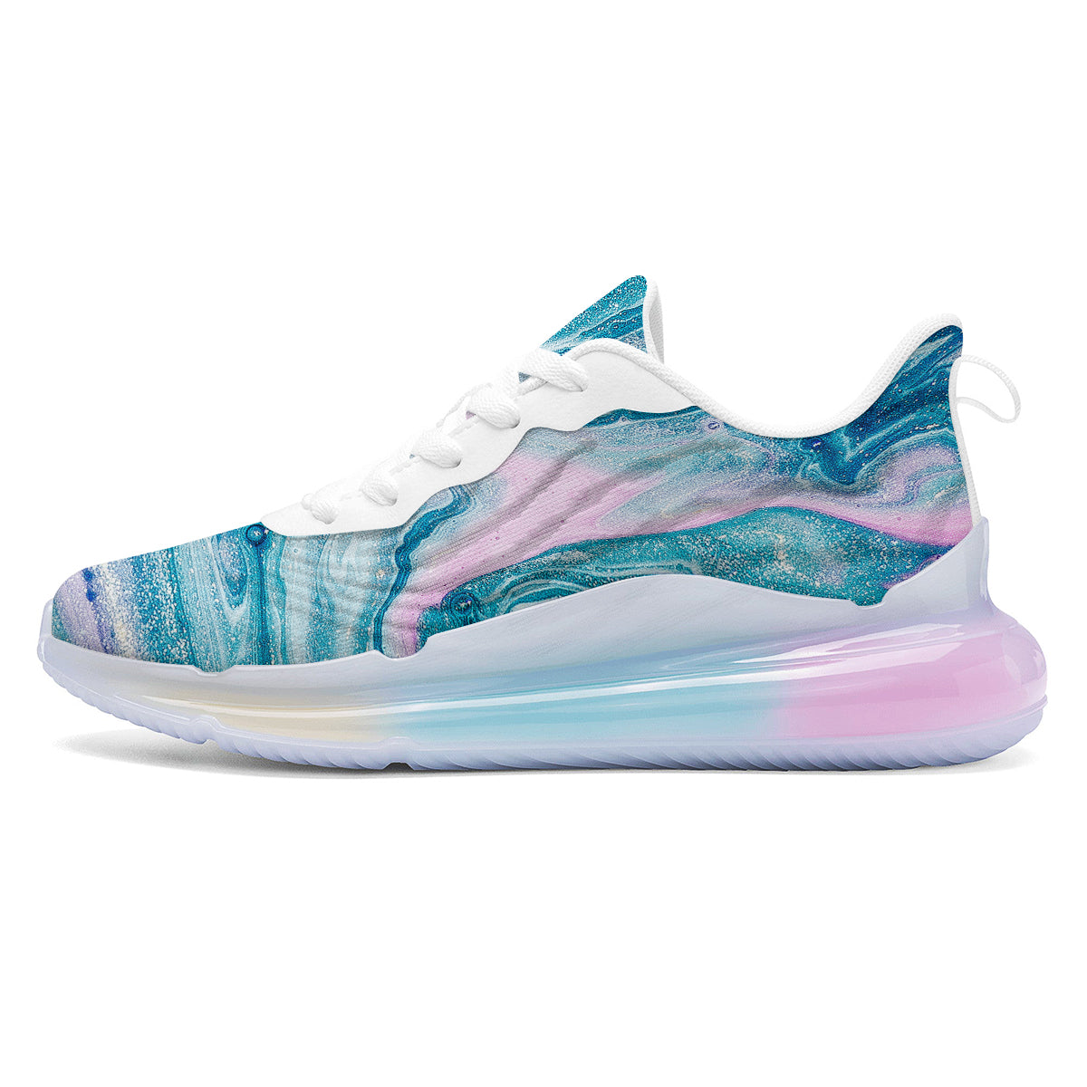 Abstract Ocean Marble Pink Blue Print Running Sneakers-grizzshop