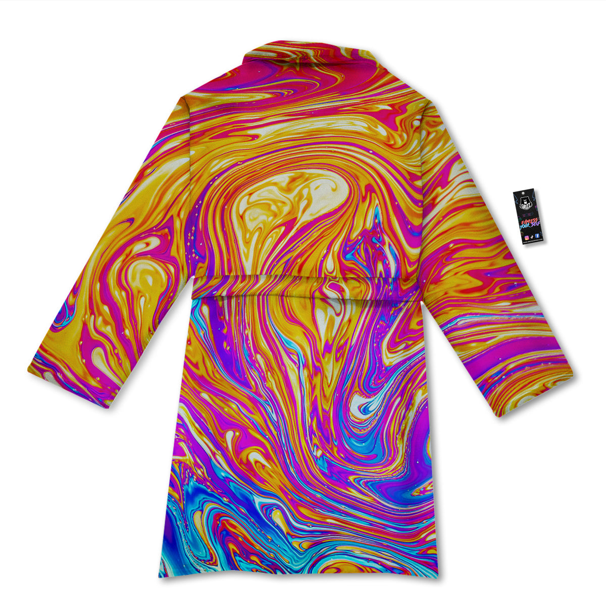 Abstract Orange Psychedelic Print Bathrobe-grizzshop