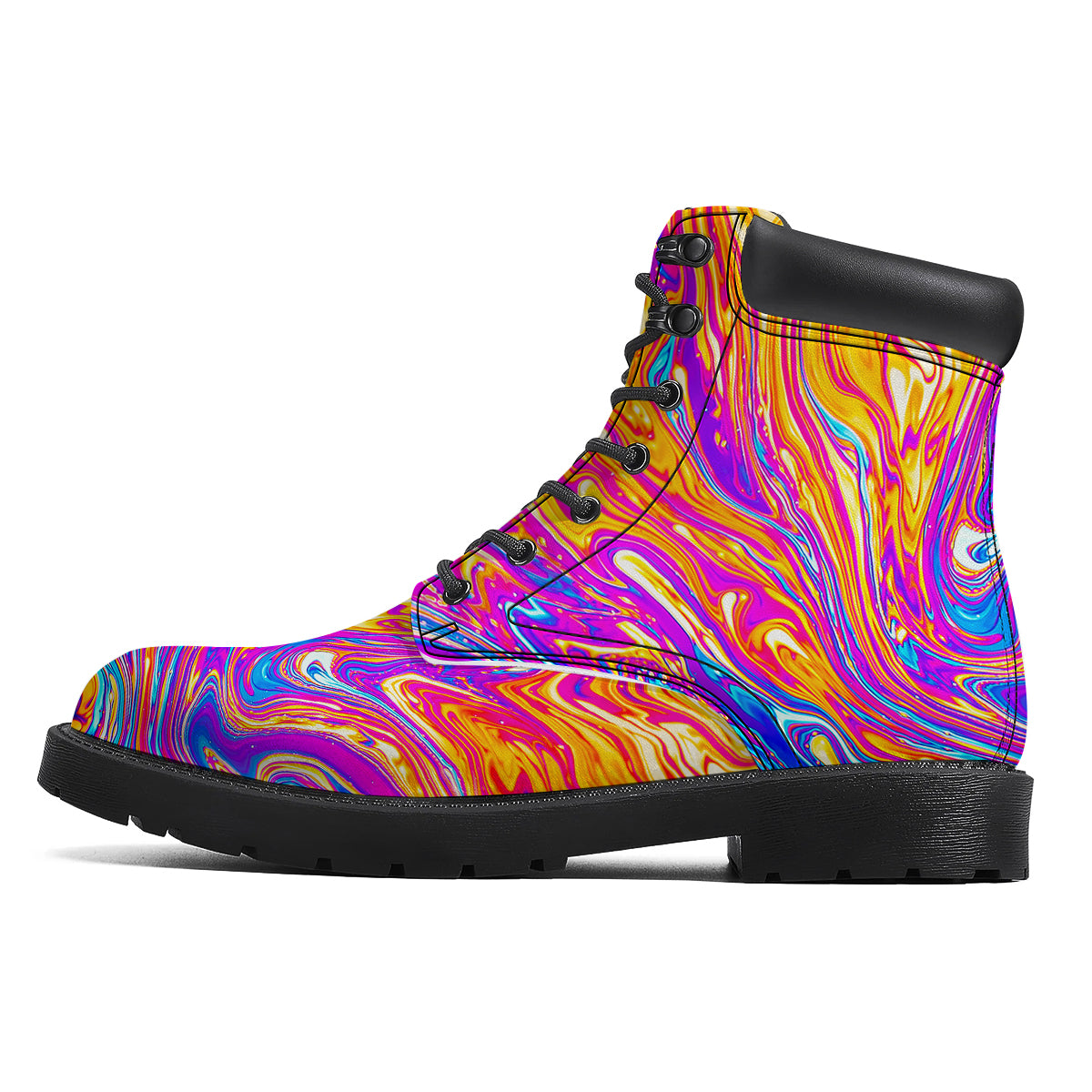 Abstract Orange Psychedelic Print Boots-grizzshop