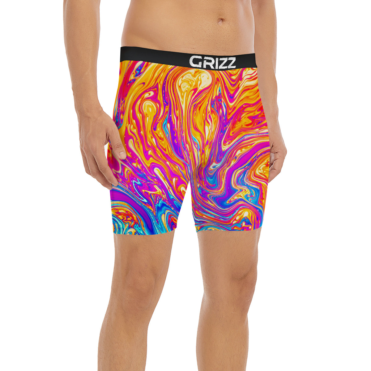 Abstract Orange Psychedelic Print Boxer Briefs-grizzshop