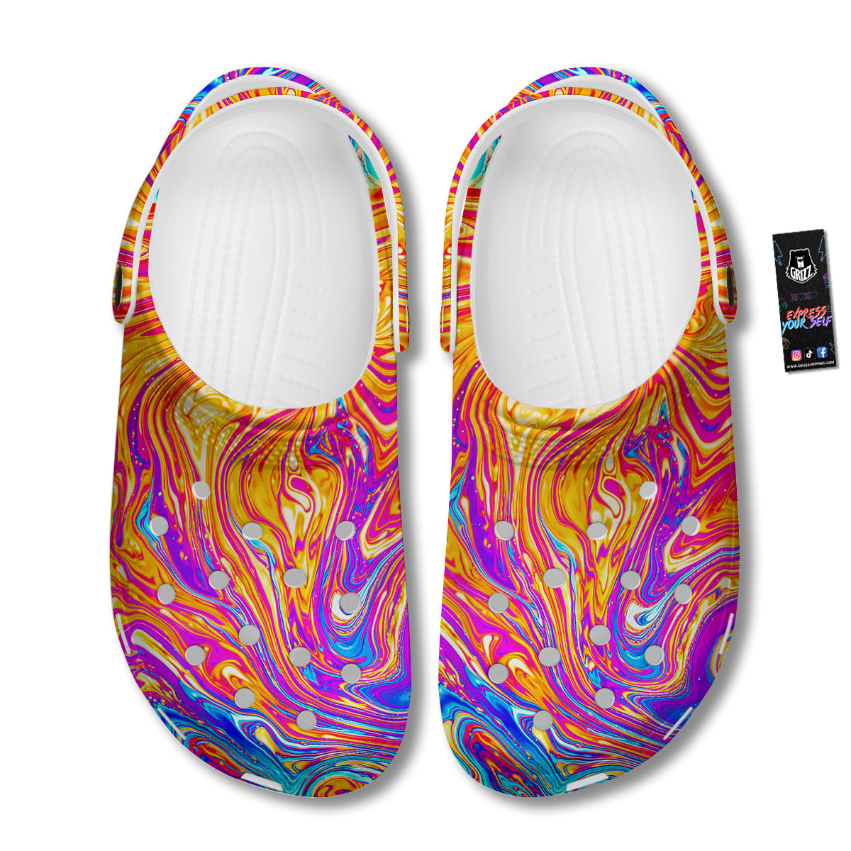 Abstract Orange Psychedelic Print Clog-grizzshop