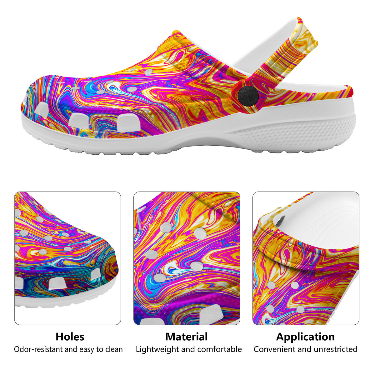 Abstract Orange Psychedelic Print Clog-grizzshop