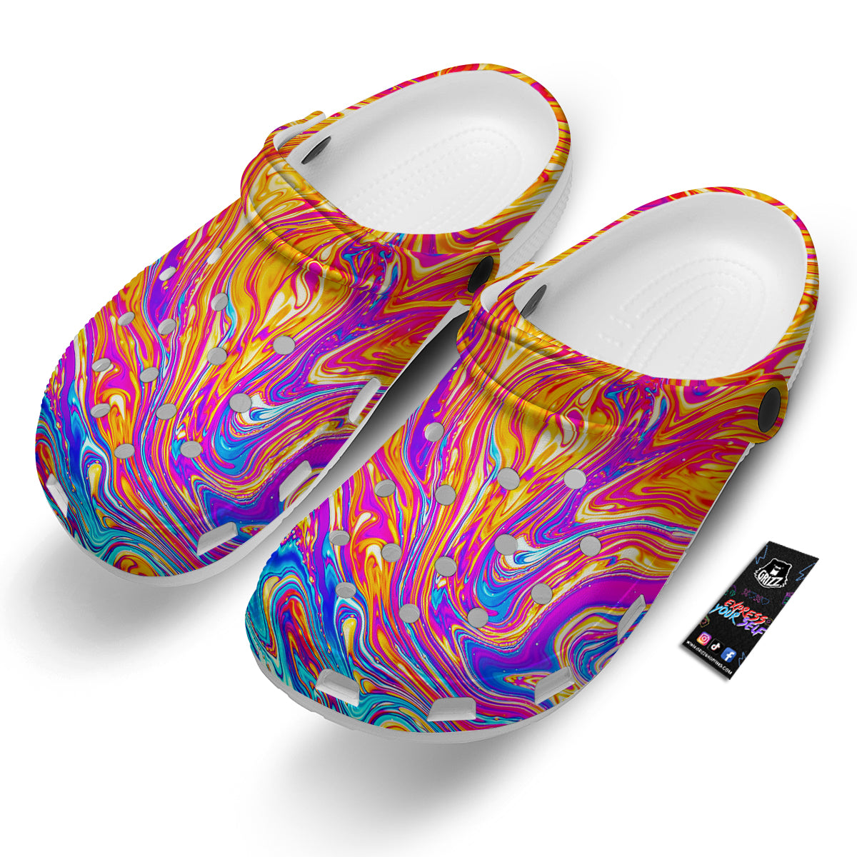 Abstract Orange Psychedelic Print Clog-grizzshop