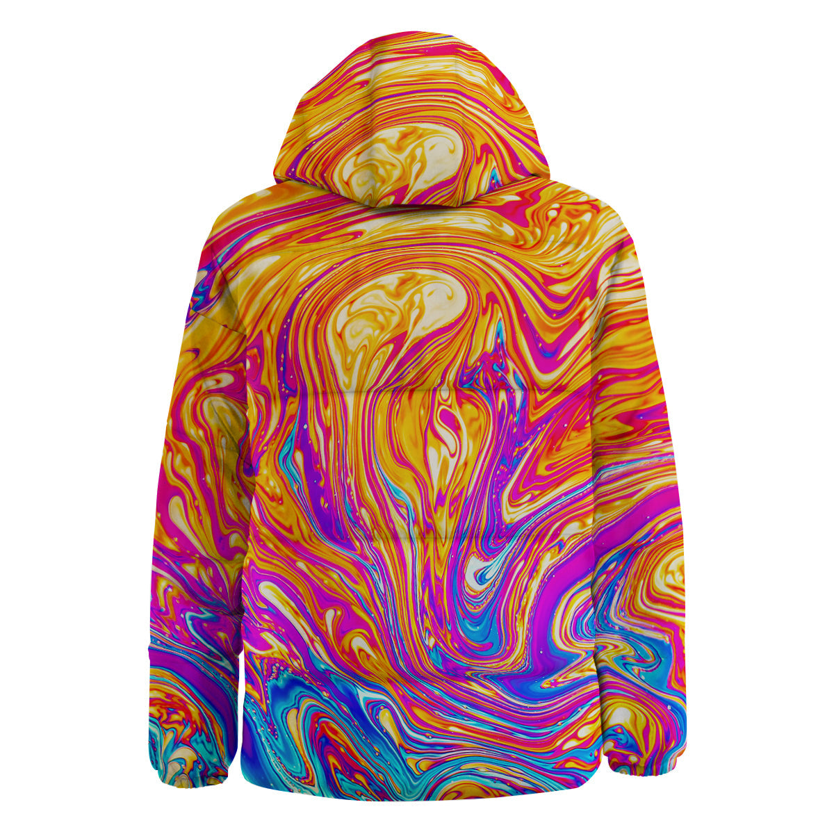 Abstract Orange Psychedelic Print Down Jacket-grizzshop