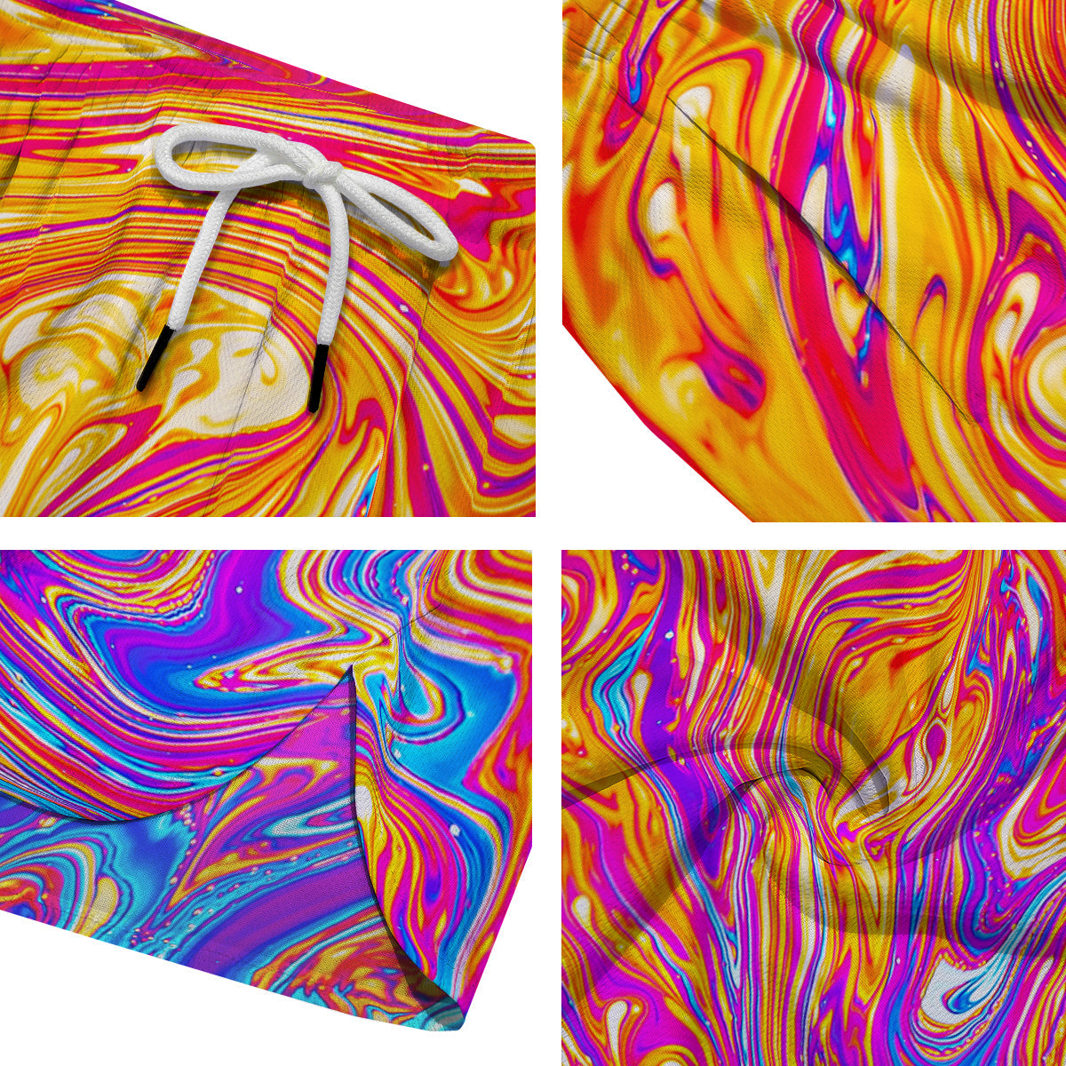 Abstract Orange Psychedelic Print Men's Running Shorts-grizzshop