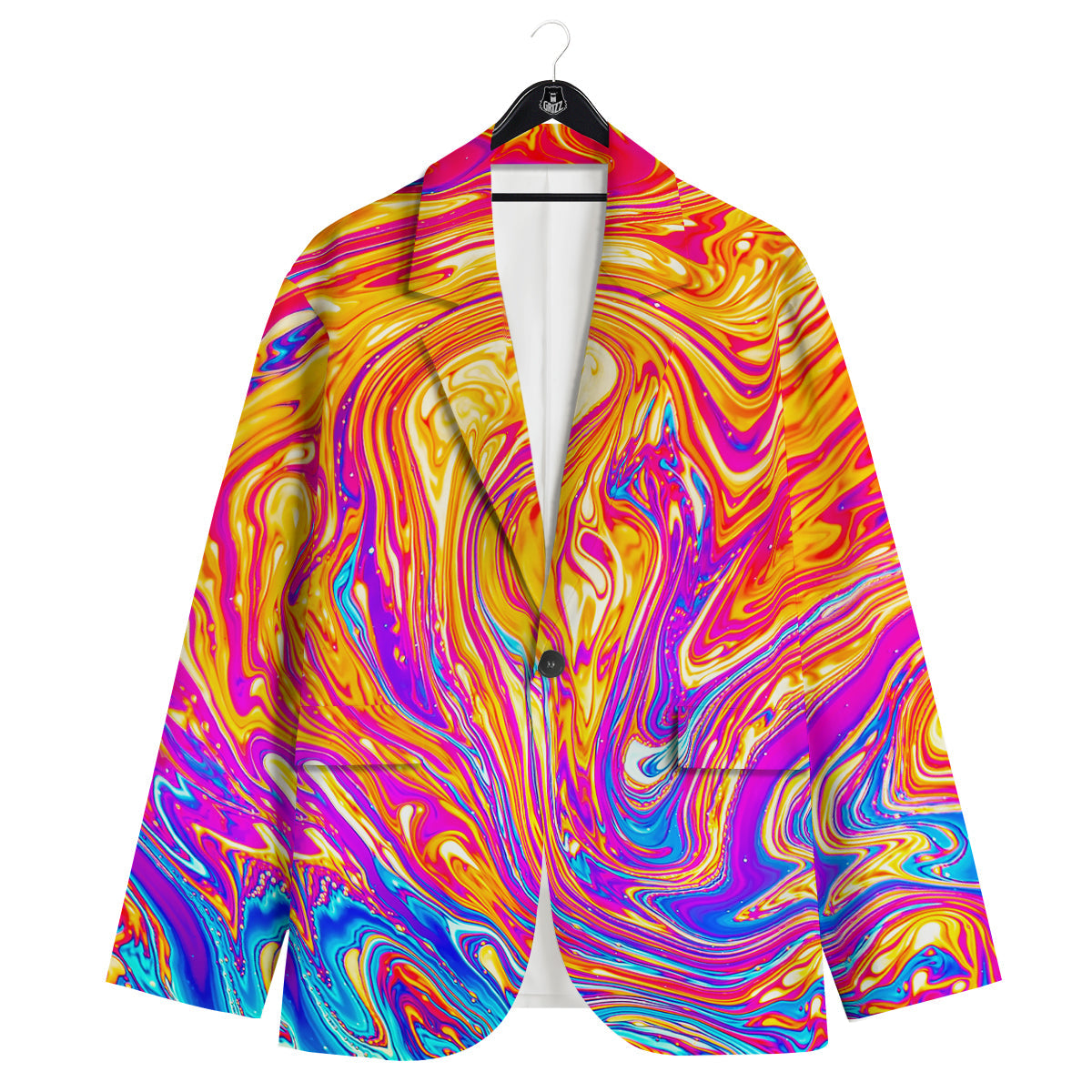Abstract Orange Psychedelic Print Men's Sport Coat-grizzshop
