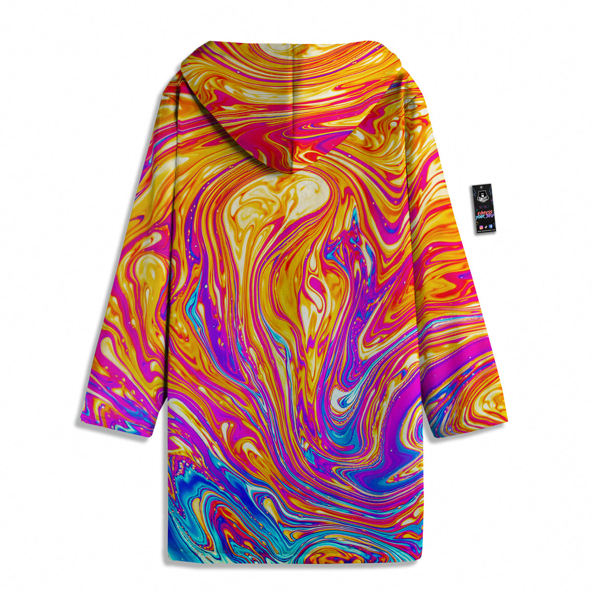 Abstract Orange Psychedelic Print Men's Windbreaker Jacket-grizzshop